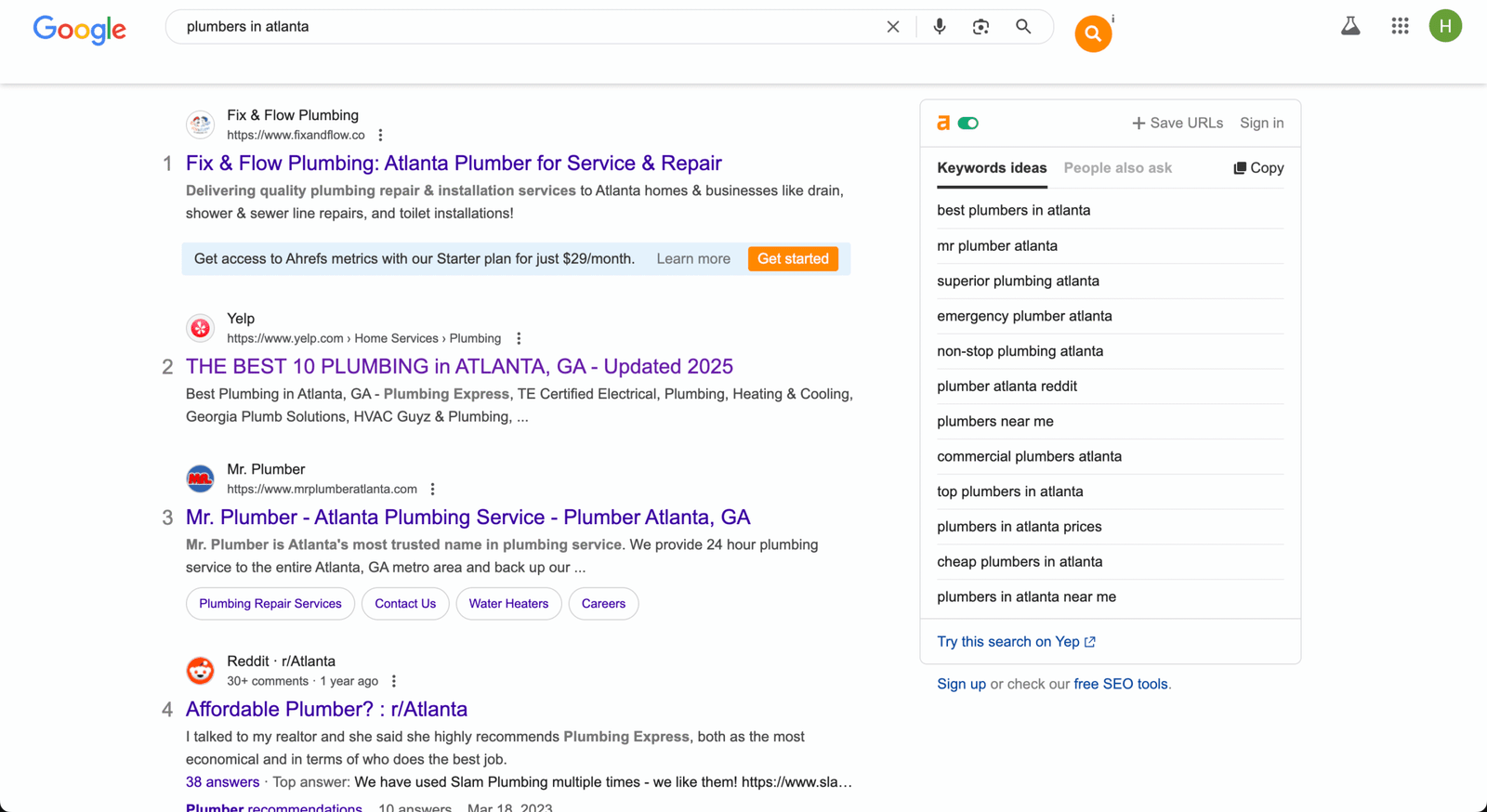 This is the top organic search results when someone searches "{keyword_in_Atlanta}" or "flower shops near me" if that person is in Atlanta. These websites that show up are the ones that have done SEO for flower shops well.