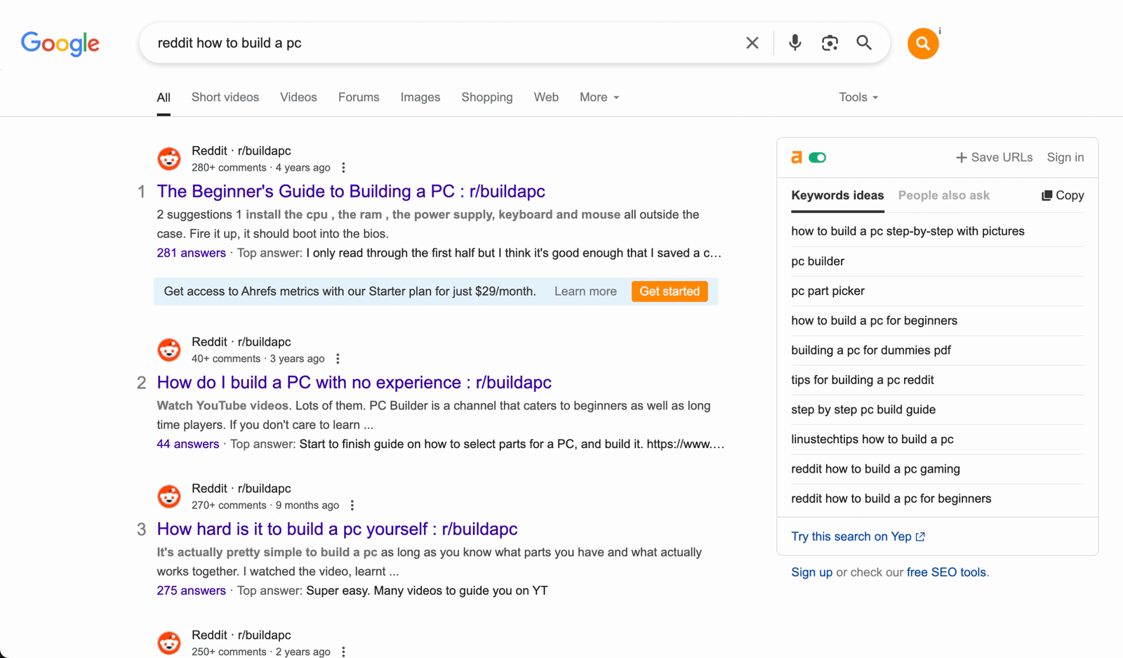One of the best ways to do keyword research while optimizing SEO for recycling centers is to go to Reddit and type in questions that people interested in recycling services is looking for.