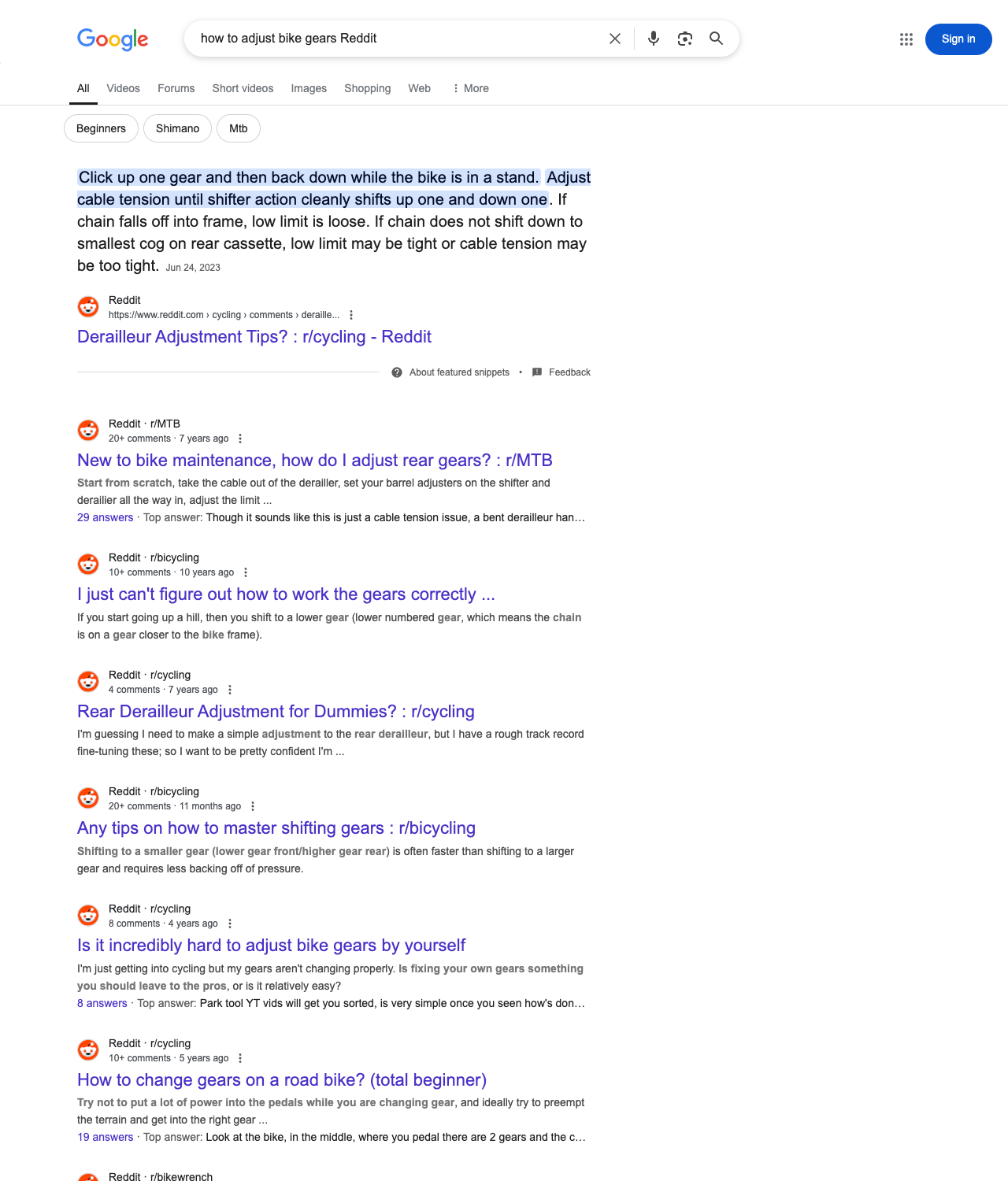 One of the best ways to do keyword research while optimizing SEO for bike shops is to go to Reddit and type in questions that people interested in bike shop services is looking for.