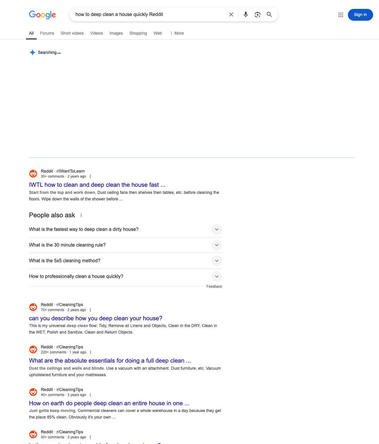 One of the best ways to do keyword research while optimizing SEO for cleaning companies is to go to Reddit and type in questions that people interested in cleaning services is looking for.