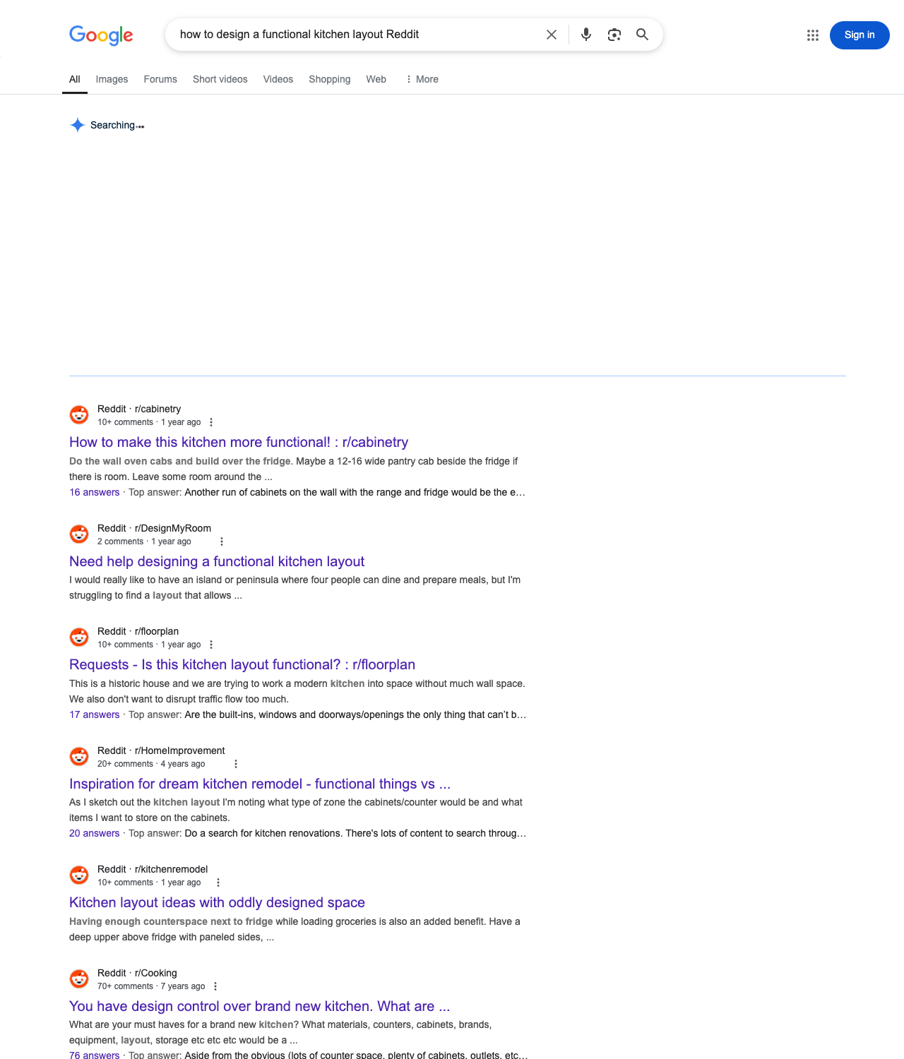 One of the best ways to do keyword research while optimizing SEO for kitchen remodelers is to go to Reddit and type in questions that people interested in kitchen remodeling services is looking for.