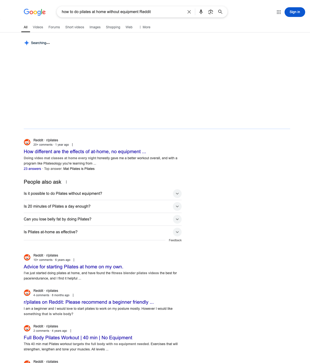 One of the best ways to do keyword research while optimizing SEO for pilates studios is to go to Reddit and type in questions that people interested in pilates instruction services is looking for.