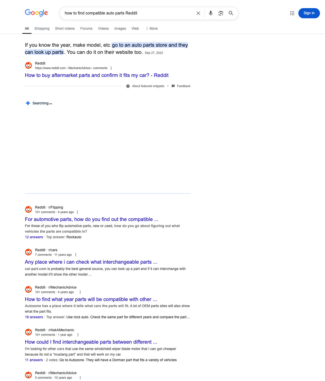 One of the best ways to do keyword research while optimizing SEO for auto part stores is to go to Reddit and type in questions that people interested in auto parts services is looking for.