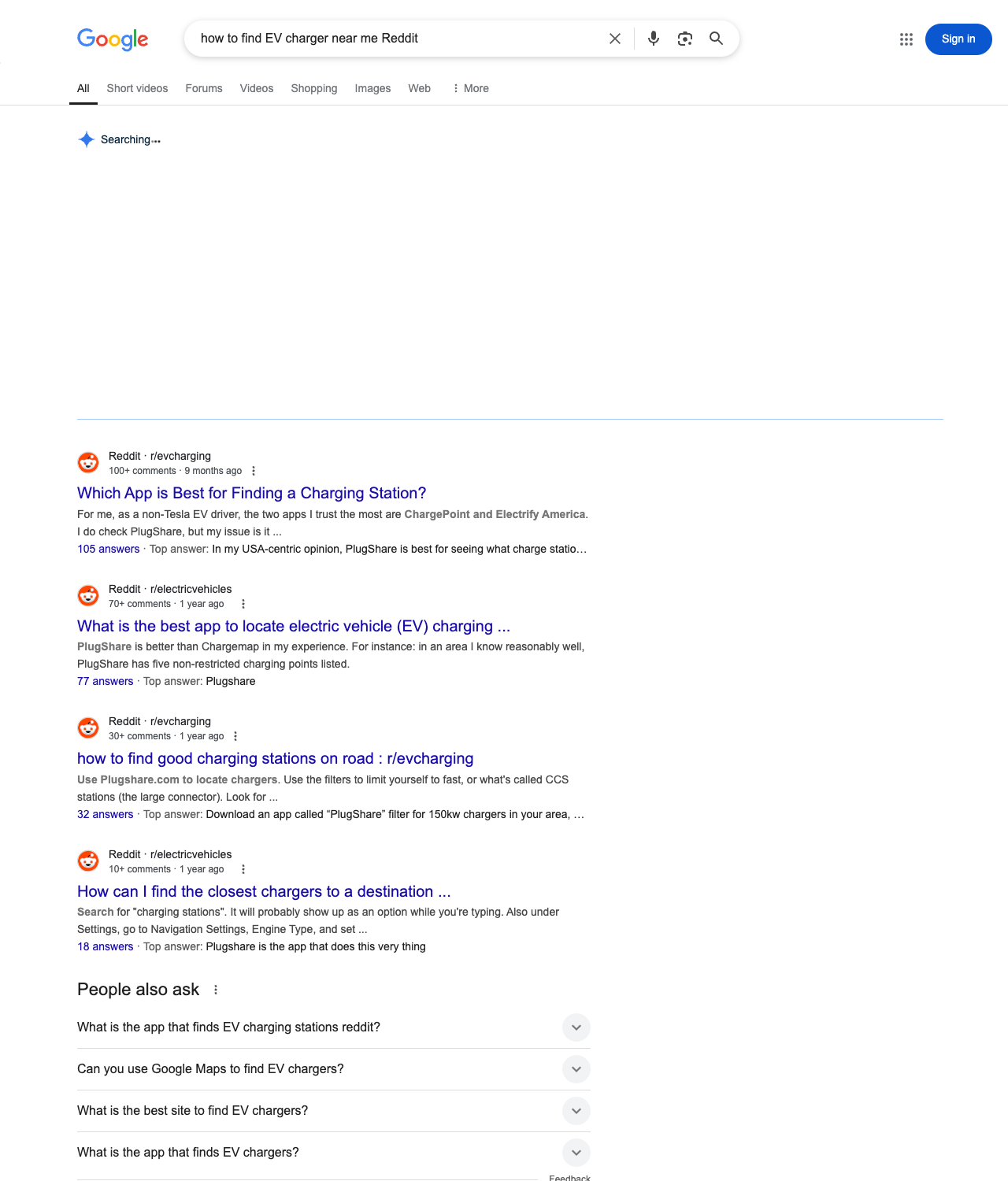 One of the best ways to do keyword research while optimizing SEO for electric vehicle services is to go to Reddit and type in questions that people interested in electric vehicle services is looking for.