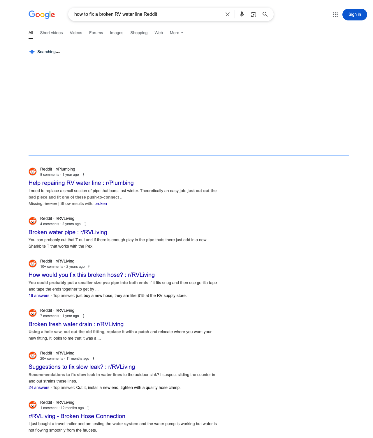 One of the best ways to do keyword research while optimizing SEO for RV repair is to go to Reddit and type in questions that people interested in rv repair services is looking for.