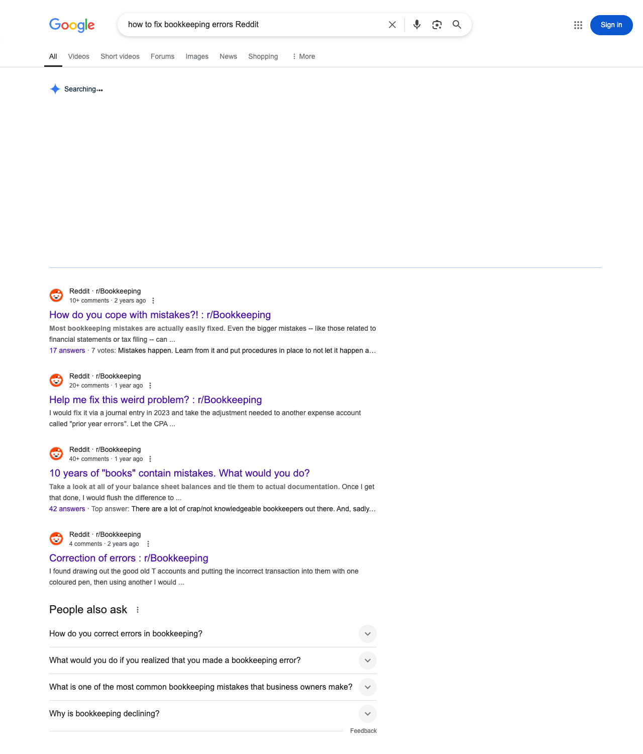 One of the best ways to do keyword research while optimizing SEO for bookkeepers is to go to Reddit and type in questions that people interested in bookkeeping services is looking for.