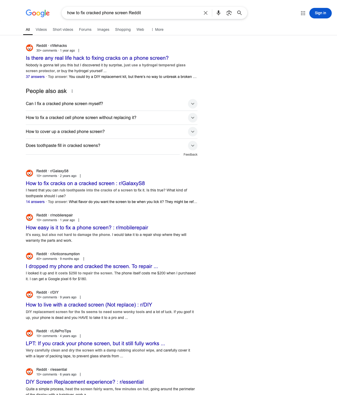 One of the best ways to do keyword research while optimizing SEO for cell phone repair is to go to Reddit and type in questions that people interested in cell phone repair services is looking for.