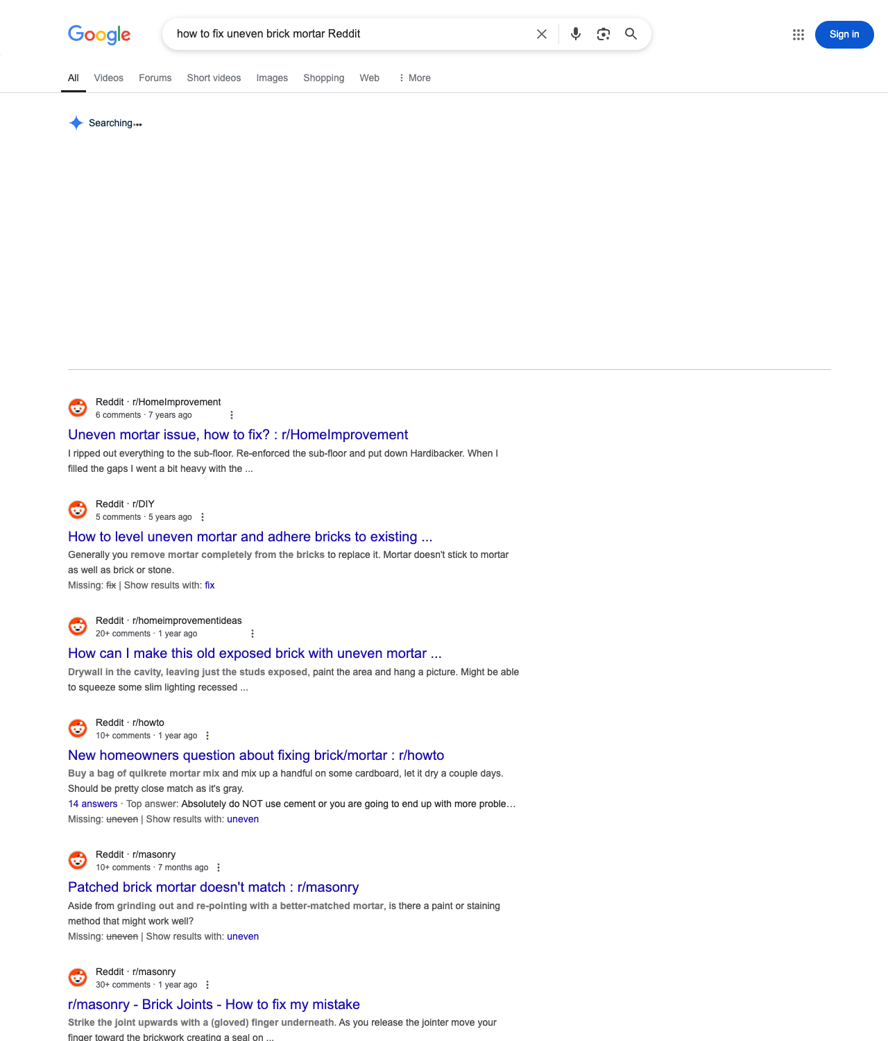 One of the best ways to do keyword research while optimizing SEO for masonry contractors is to go to Reddit and type in questions that people interested in masonry services is looking for.