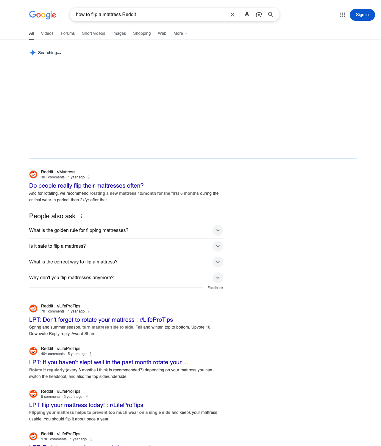 One of the best ways to do keyword research while optimizing SEO for mattress stores is to go to Reddit and type in questions that people interested in mattress store services is looking for.