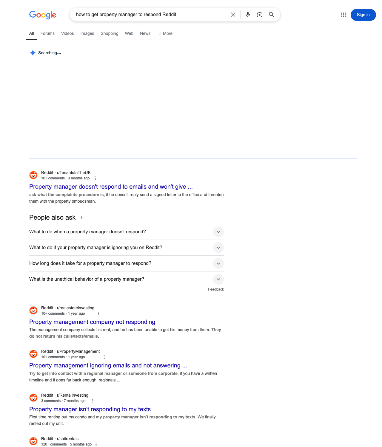 One of the best ways to do keyword research while optimizing SEO for property managers is to go to Reddit and type in questions that people interested in property management services is looking for.