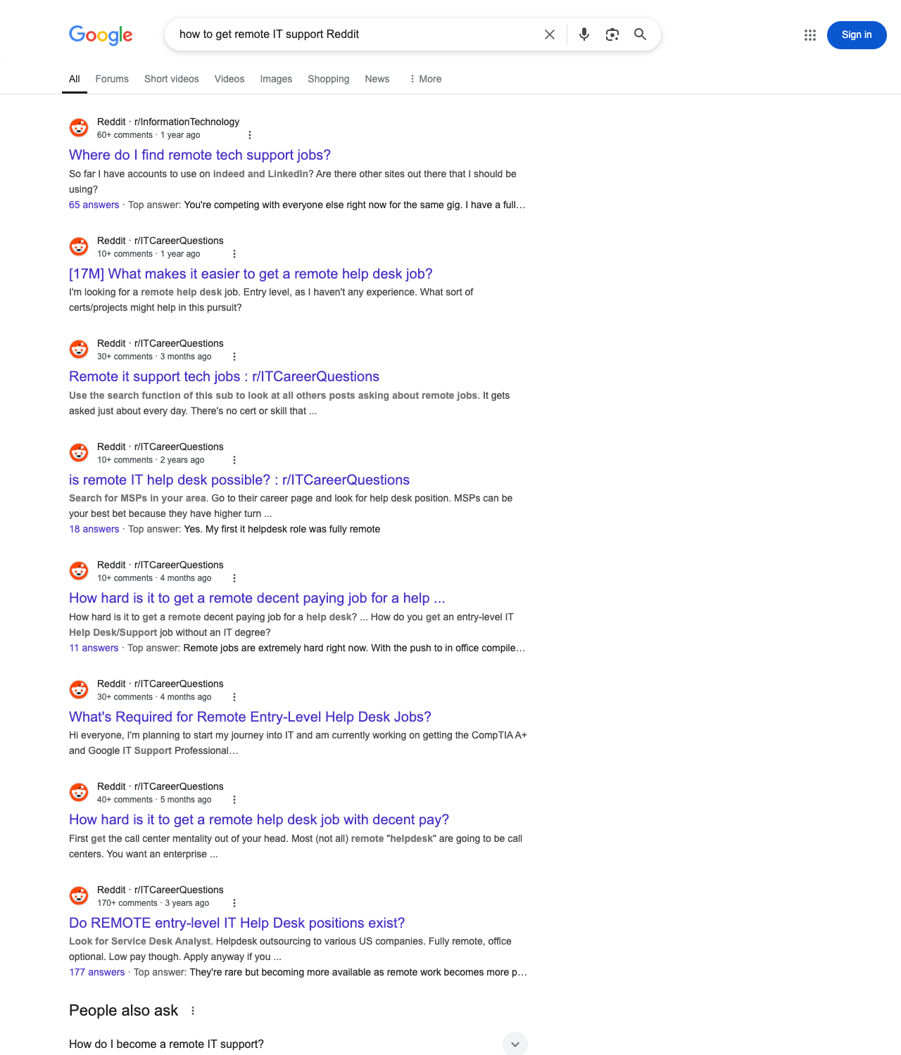 One of the best ways to do keyword research while optimizing SEO for IT support companies is to go to Reddit and type in questions that people interested in it support services is looking for.