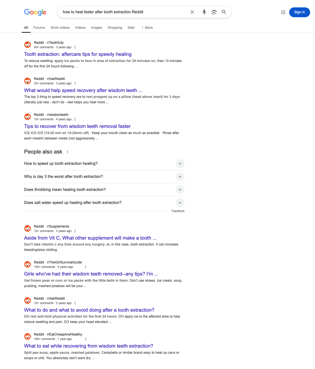 One of the best ways to do keyword research while optimizing SEO for oral surgeons is to go to Reddit and type in questions that people interested in oral surgery services is looking for.