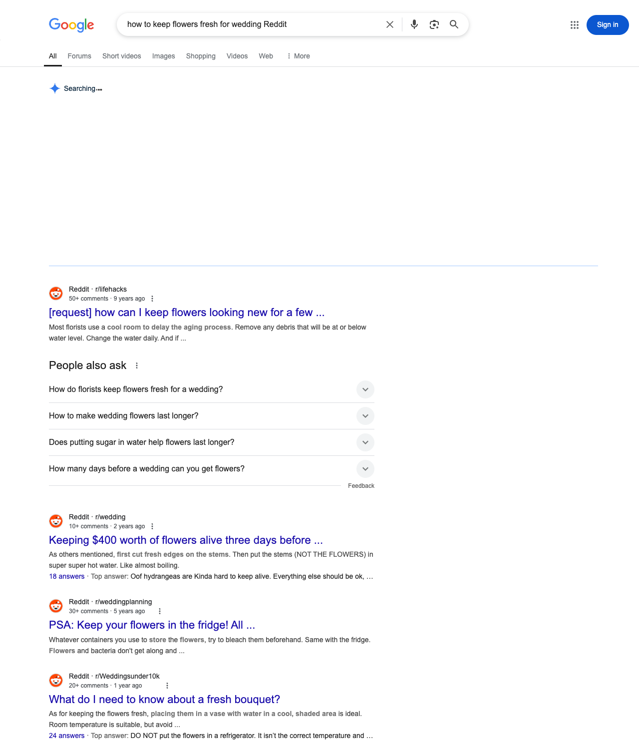 One of the best ways to do keyword research while optimizing SEO for florists is to go to Reddit and type in questions that people interested in floral services is looking for.