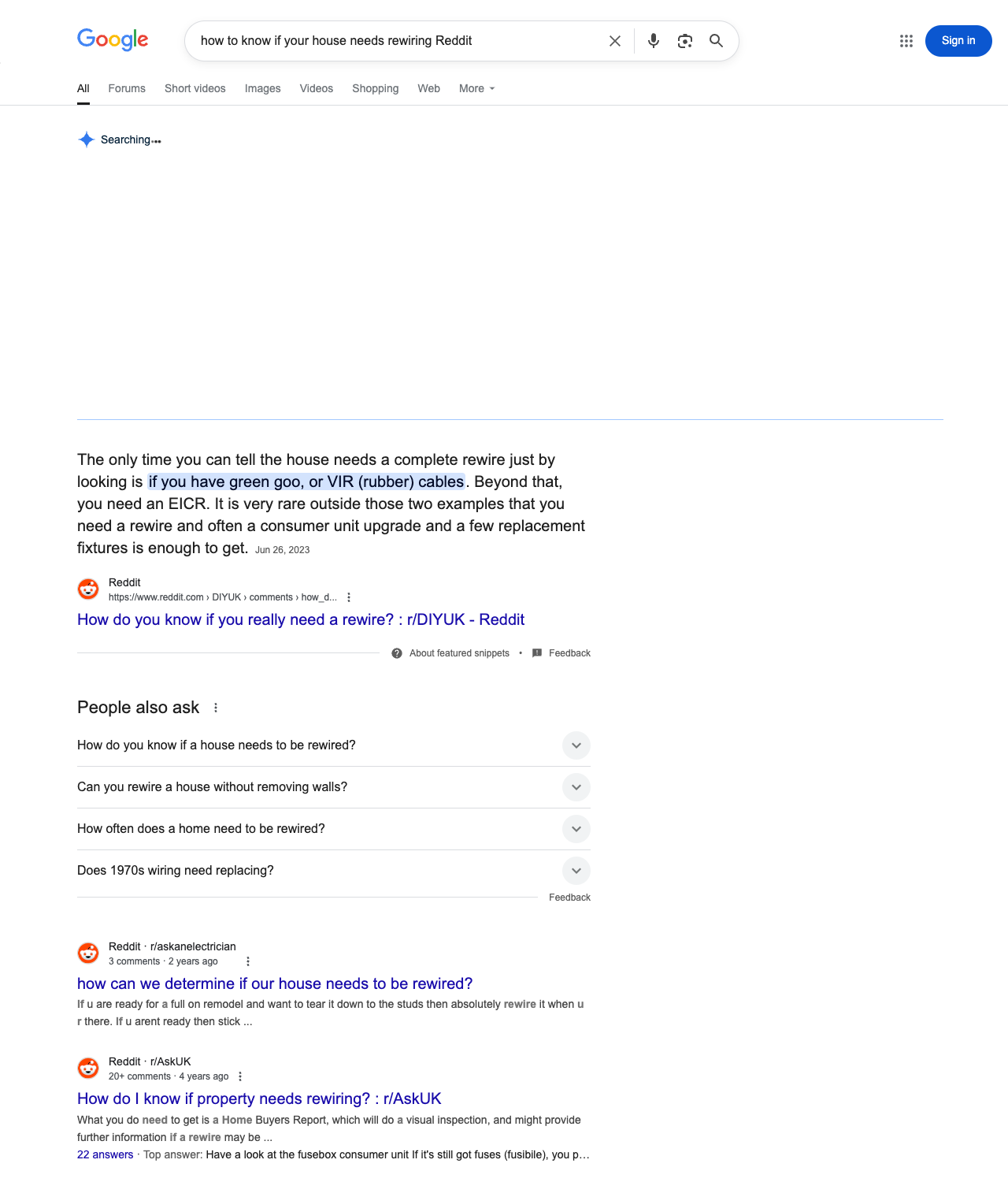One of the best ways to do keyword research while optimizing SEO for electricians is to go to Reddit and type in questions that people interested in electrical services is looking for.