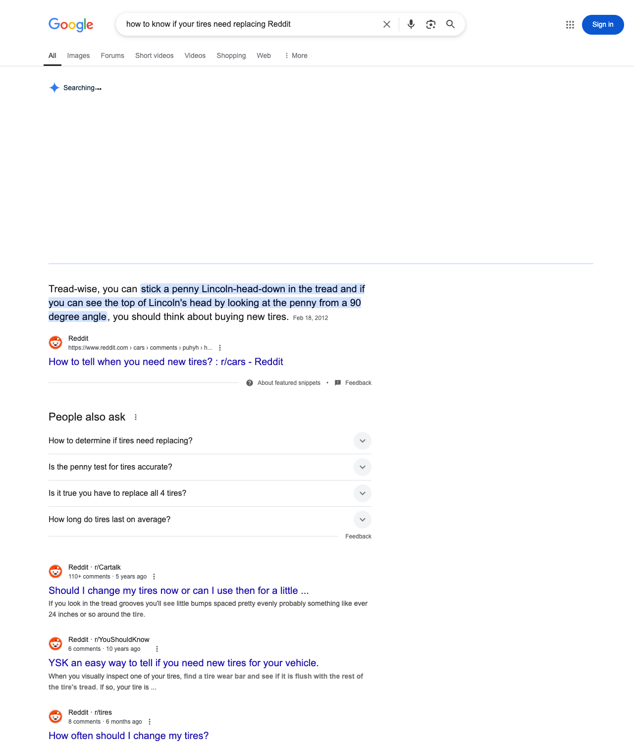 One of the best ways to do keyword research while optimizing SEO for tire shops is to go to Reddit and type in questions that people interested in tire services is looking for.