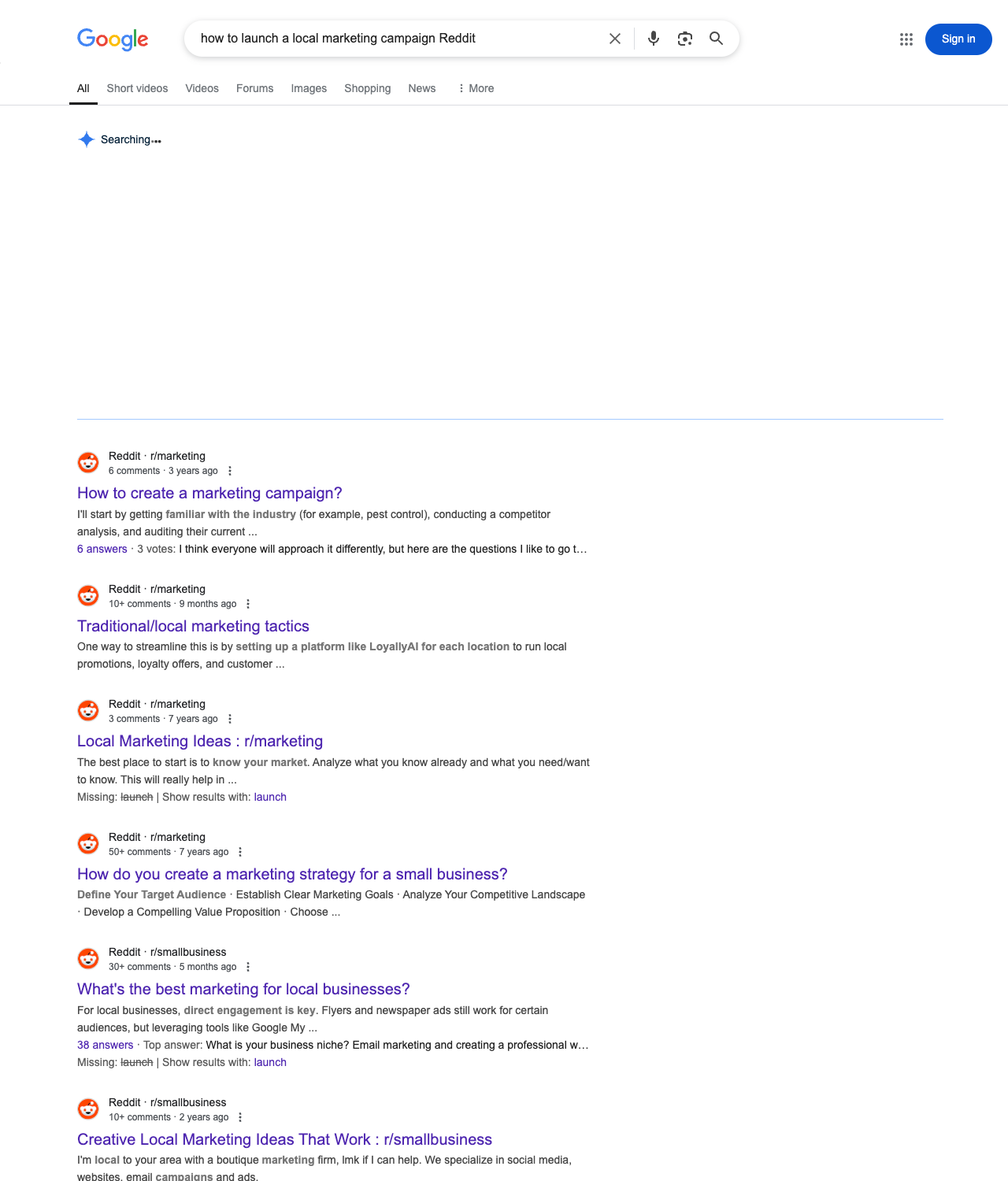 One of the best ways to do keyword research while optimizing SEO for marketing agencies is to go to Reddit and type in questions that people interested in marketing services is looking for.