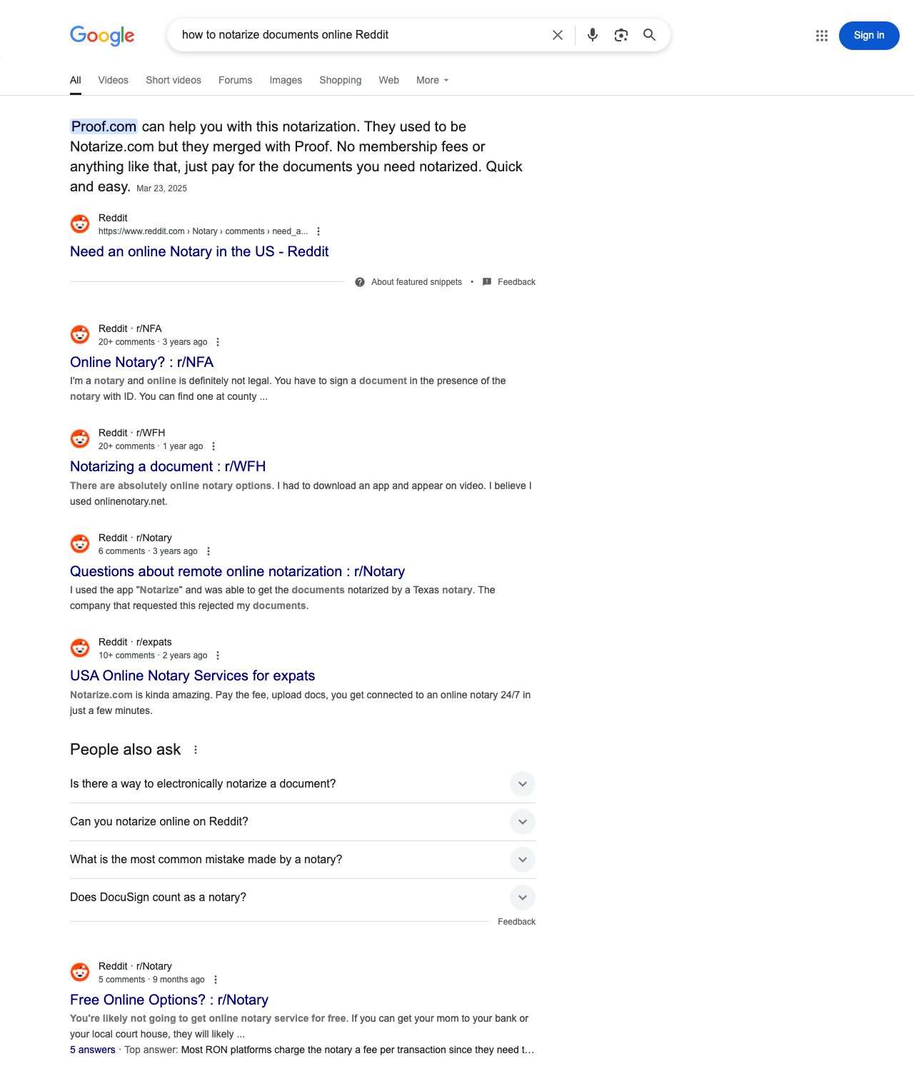 One of the best ways to do keyword research while optimizing SEO for notary services is to go to Reddit and type in questions that people interested in notary services is looking for.