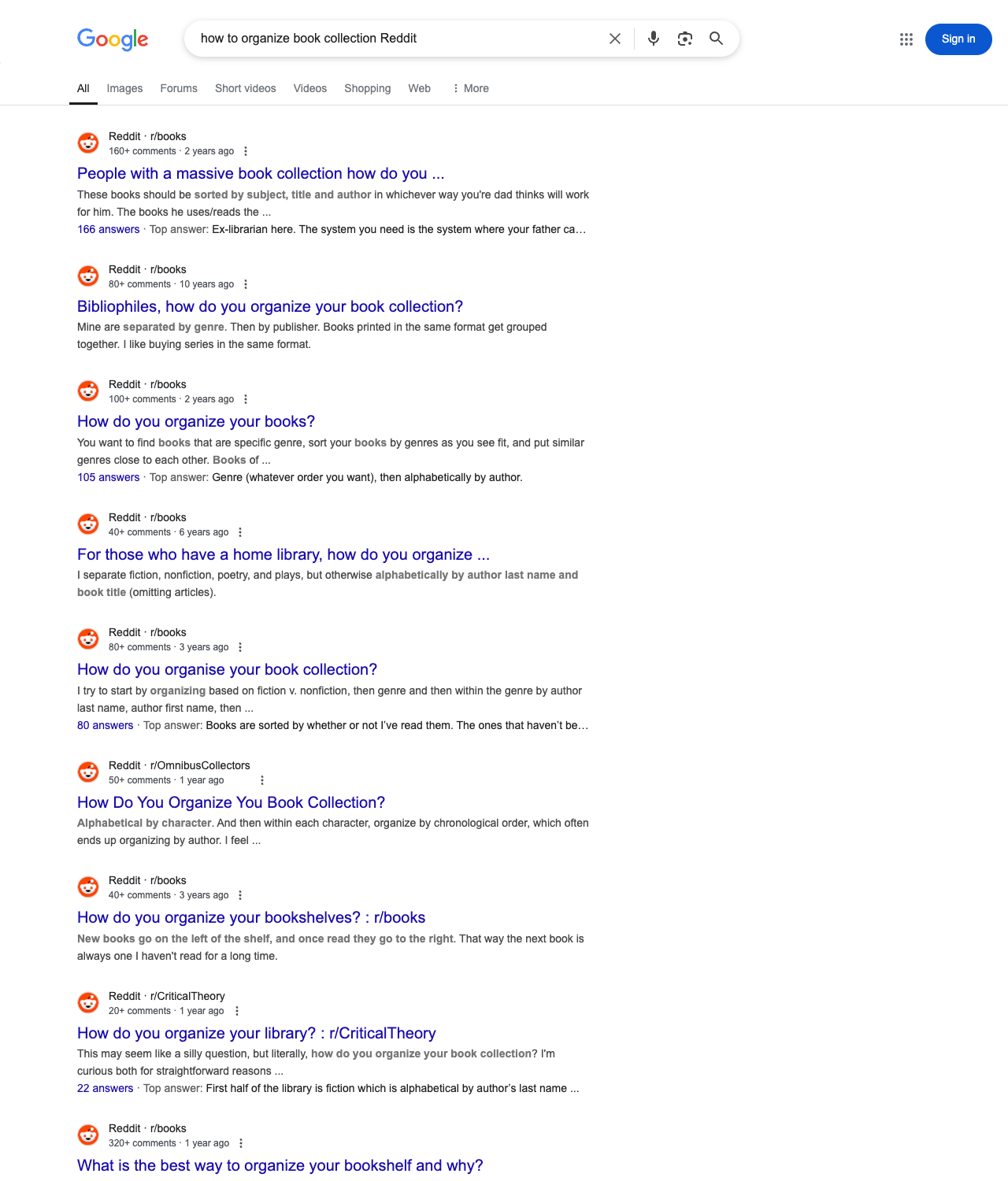 One of the best ways to do keyword research while optimizing SEO for bookstores is to go to Reddit and type in questions that people interested in bookstore services is looking for.