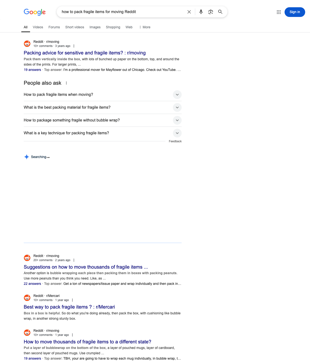 One of the best ways to do keyword research while optimizing SEO for moving companies is to go to Reddit and type in questions that people interested in moving services is looking for.