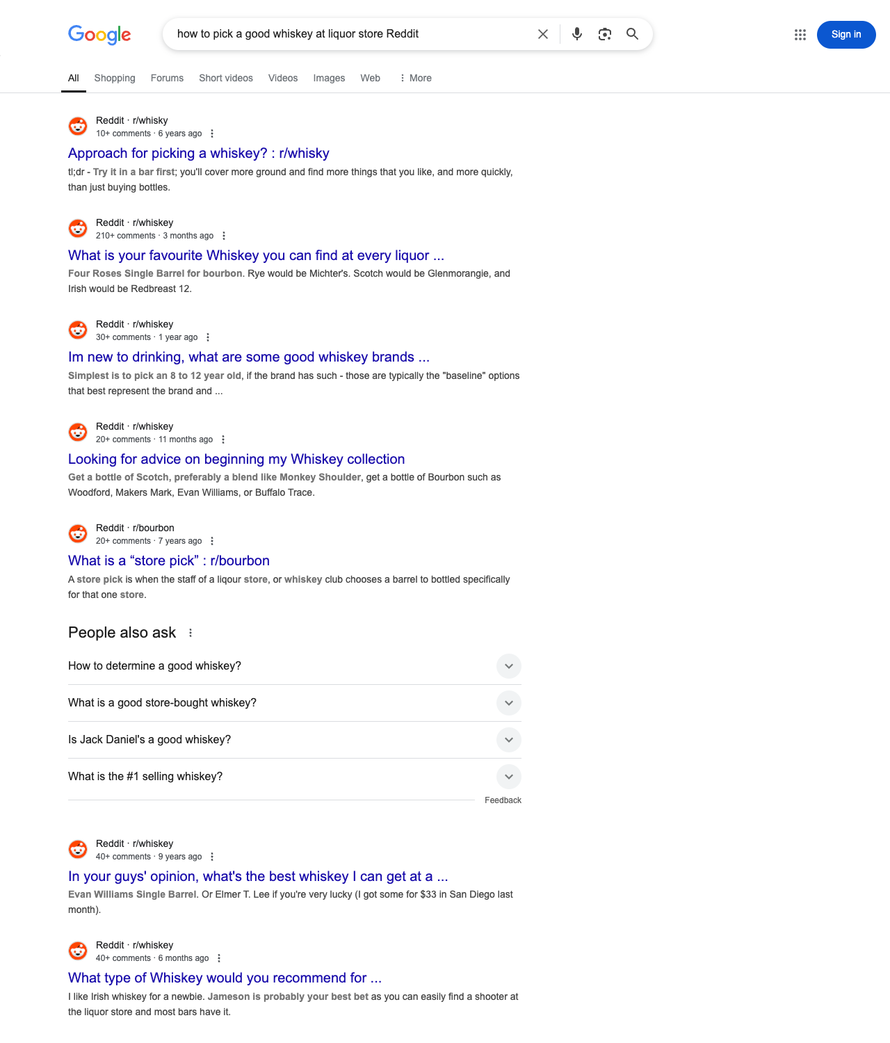 One of the best ways to do keyword research while optimizing SEO for liquor stores is to go to Reddit and type in questions that people interested in liquor store services is looking for.