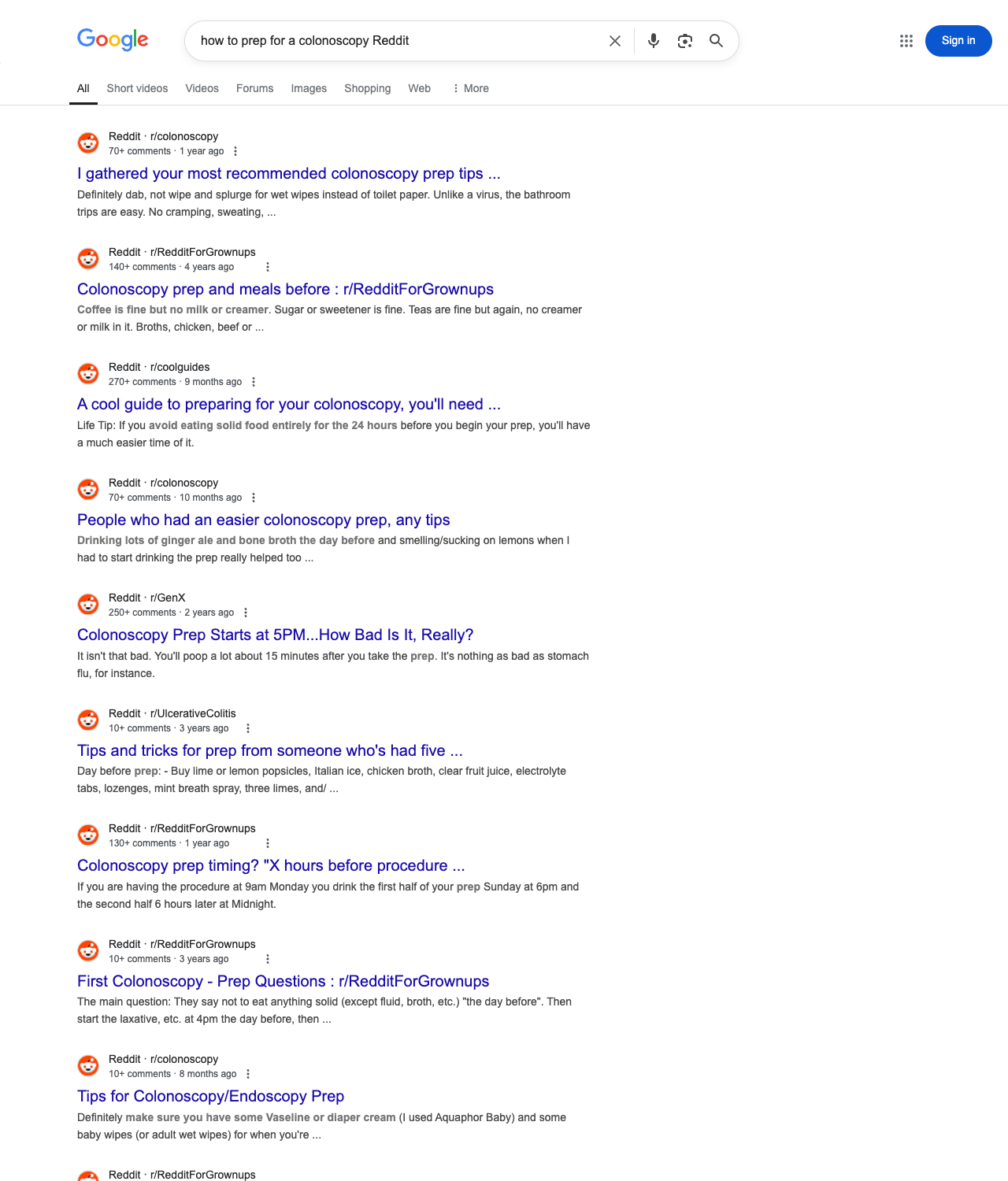 One of the best ways to do keyword research while optimizing SEO for gastroenterologists is to go to Reddit and type in questions that people interested in gastroenterology services is looking for.