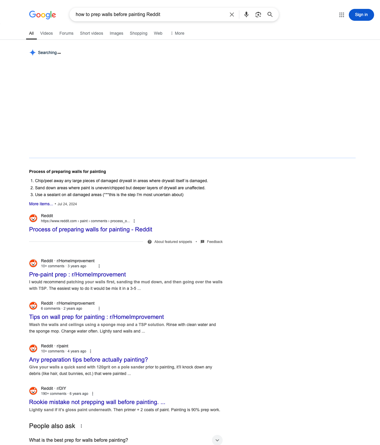 One of the best ways to do keyword research while optimizing SEO for painters is to go to Reddit and type in questions that people interested in painting services is looking for.