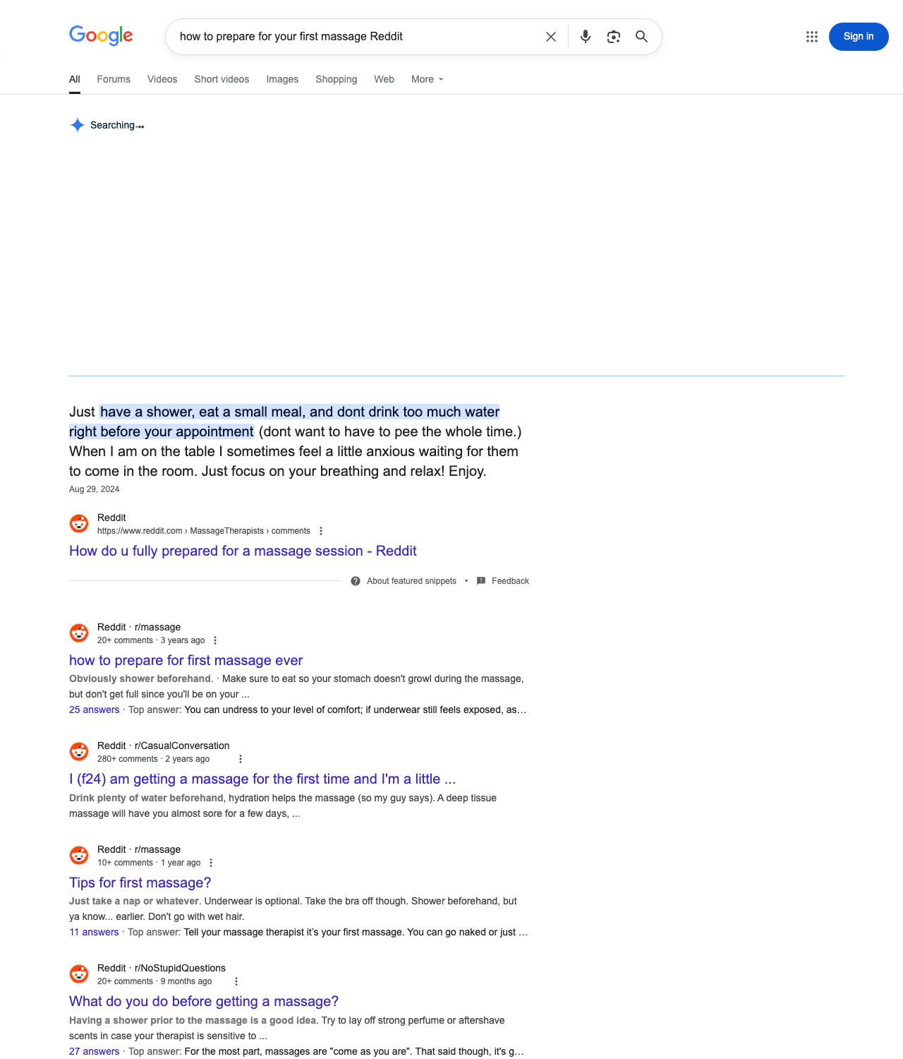 One of the best ways to do keyword research while optimizing SEO for massage therapists is to go to Reddit and type in questions that people interested in massage therapy services is looking for.