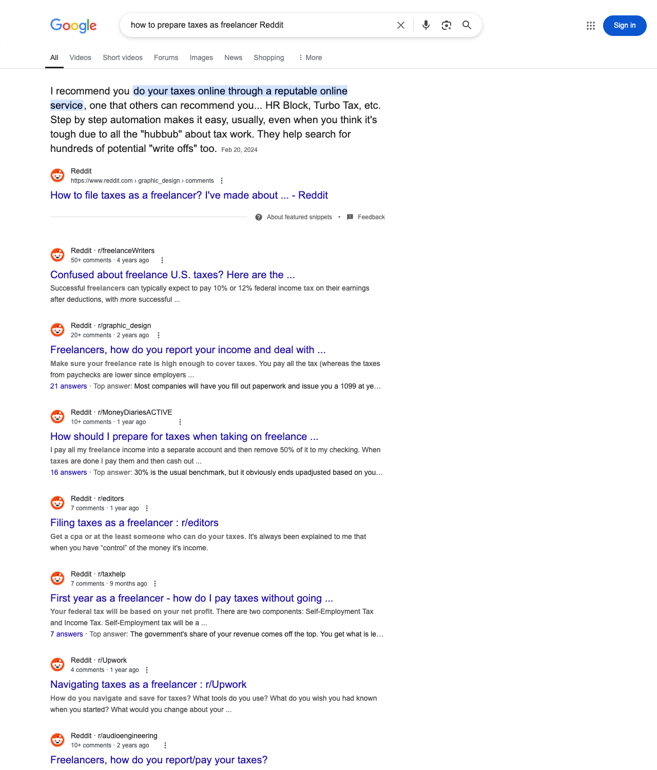 One of the best ways to do keyword research while optimizing SEO for tax preparers is to go to Reddit and type in questions that people interested in tax preparation services is looking for.