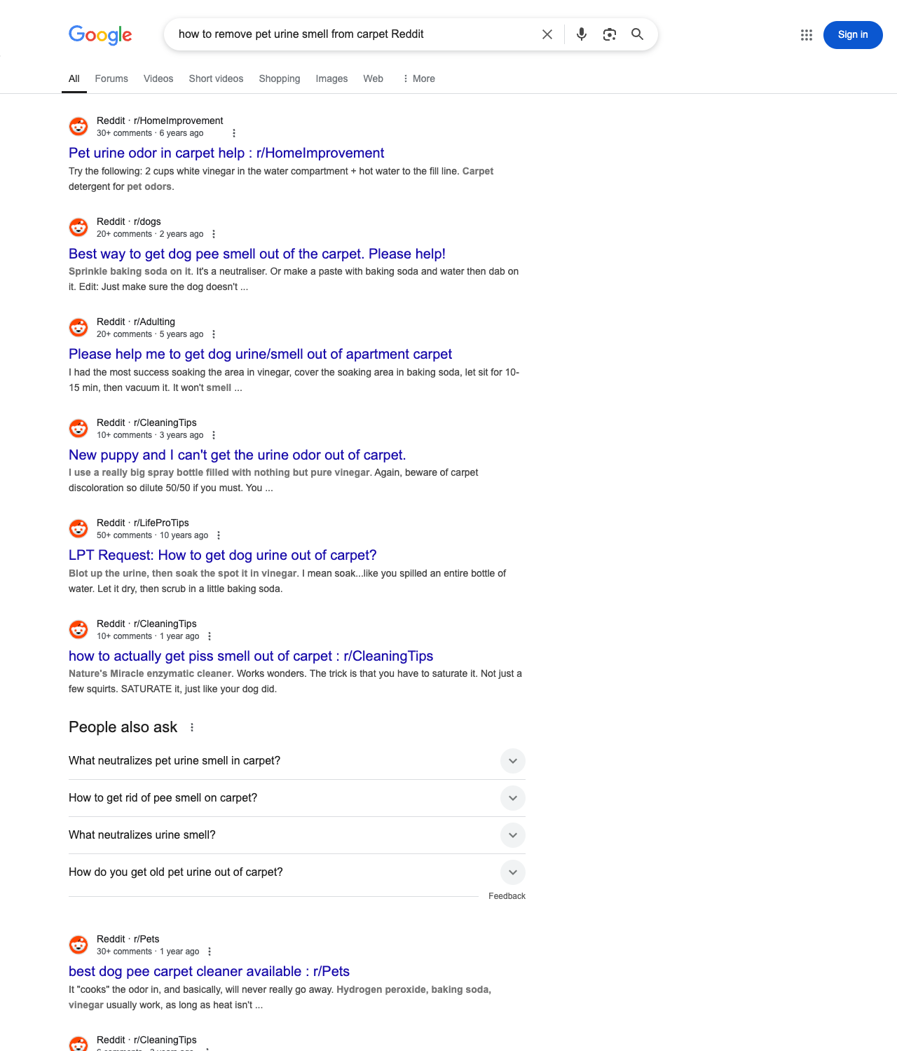 One of the best ways to do keyword research while optimizing SEO for carpet cleaners is to go to Reddit and type in questions that people interested in carpet cleaning services is looking for.