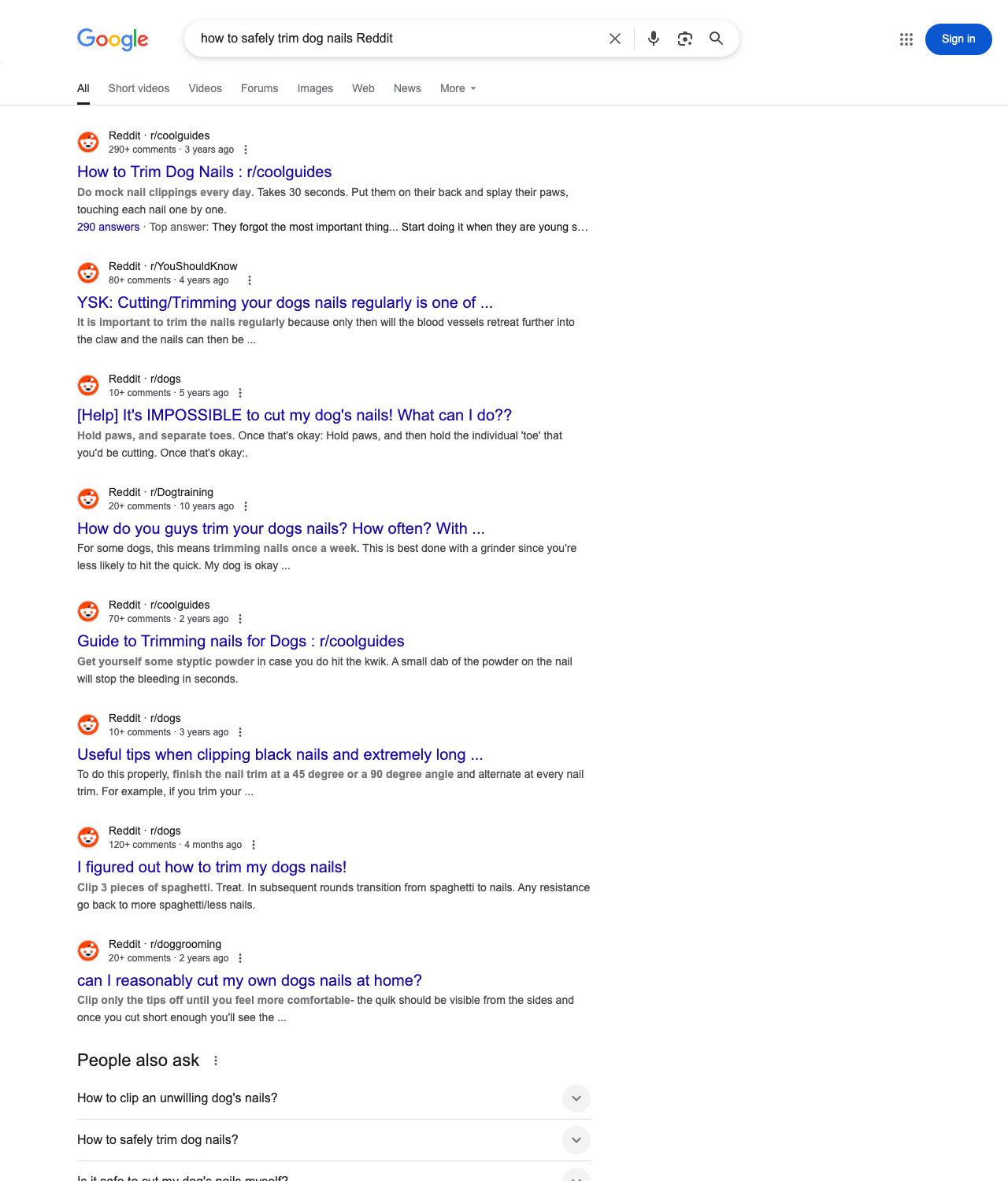 One of the best ways to do keyword research while optimizing SEO for dog groomers is to go to Reddit and type in questions that people interested in dog grooming services is looking for.