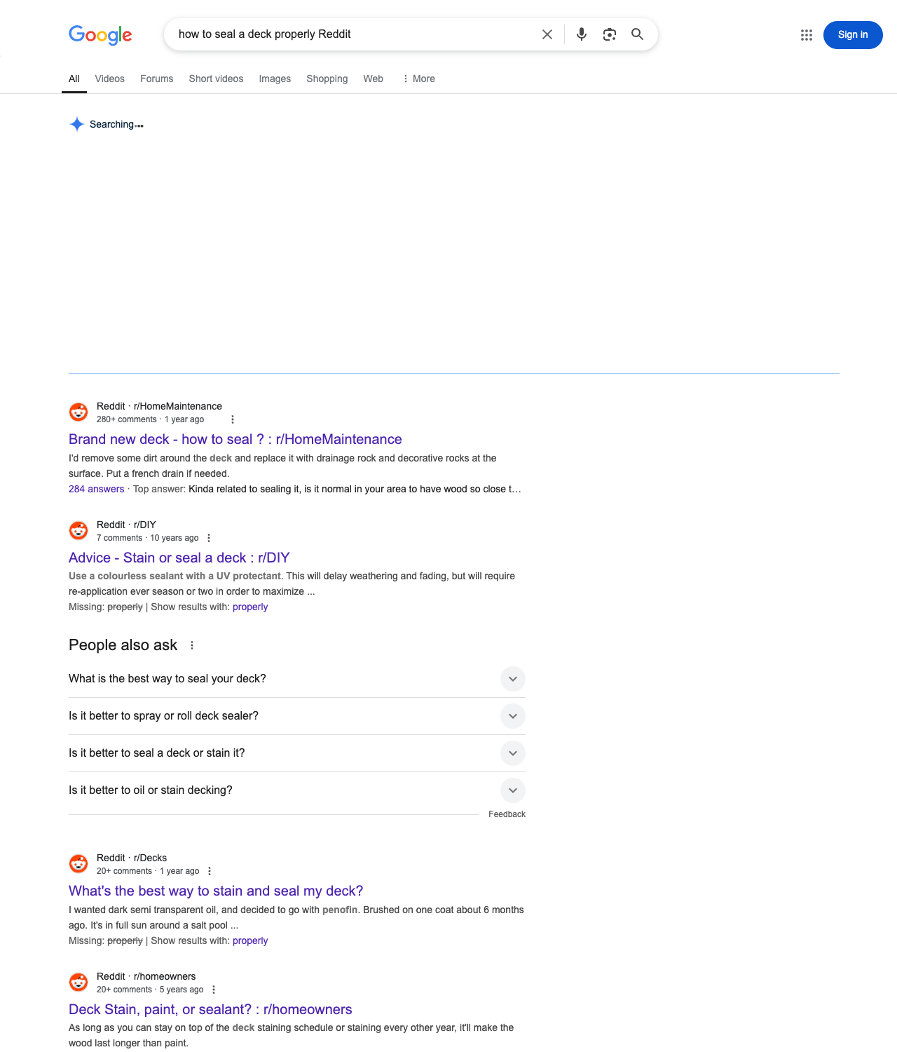 One of the best ways to do keyword research while optimizing SEO for deck builders is to go to Reddit and type in questions that people interested in deck building services is looking for.