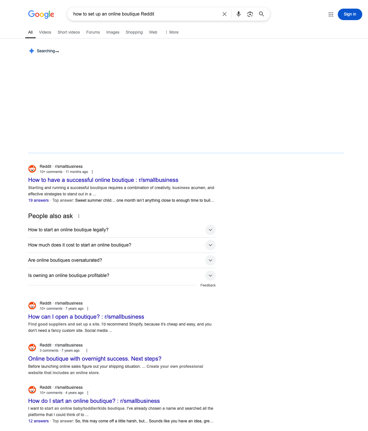 One of the best ways to do keyword research while optimizing SEO for online boutiques is to go to Reddit and type in questions that people interested in online boutique services is looking for.