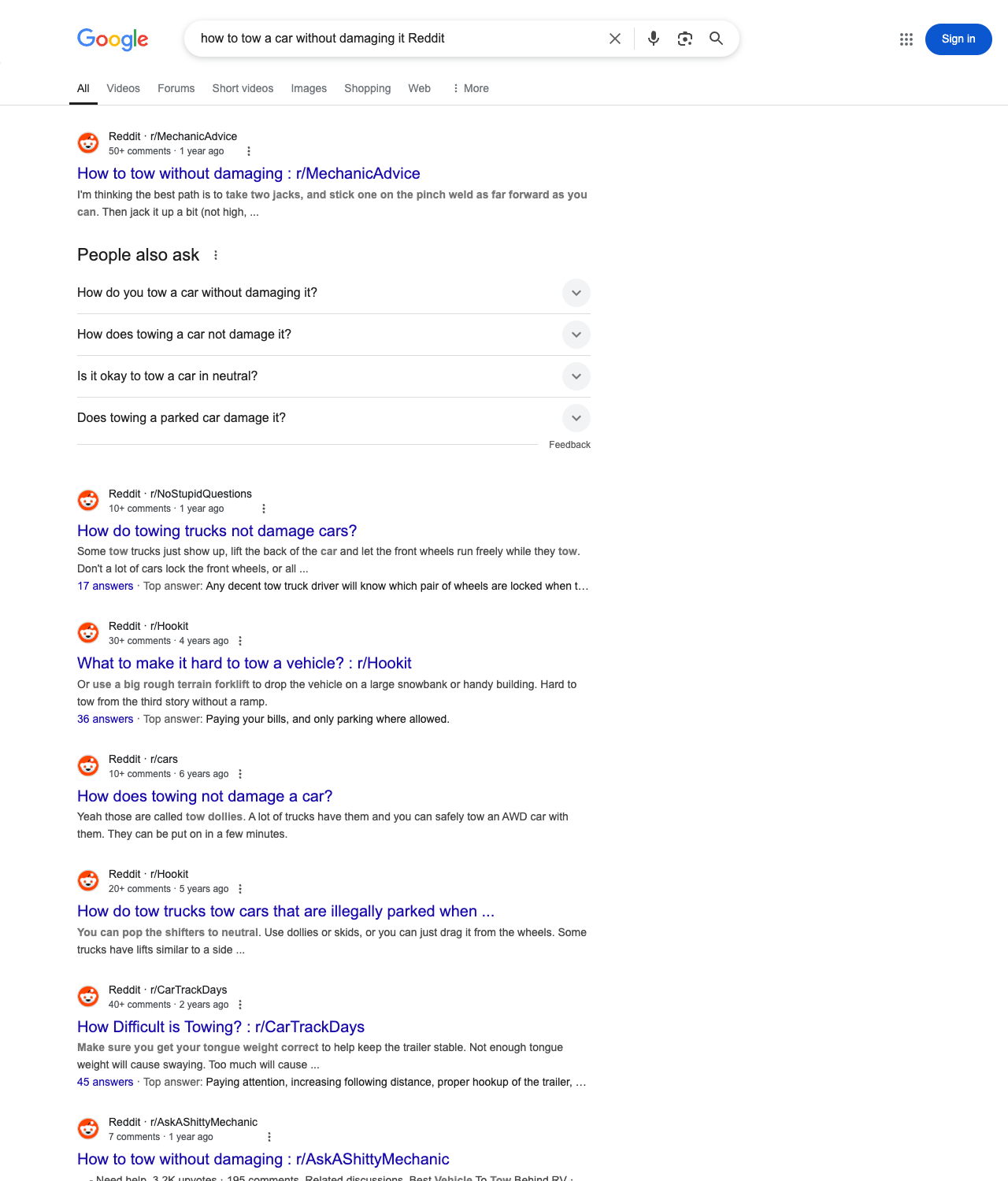 One of the best ways to do keyword research while optimizing SEO for towing companies is to go to Reddit and type in questions that people interested in towing services is looking for.