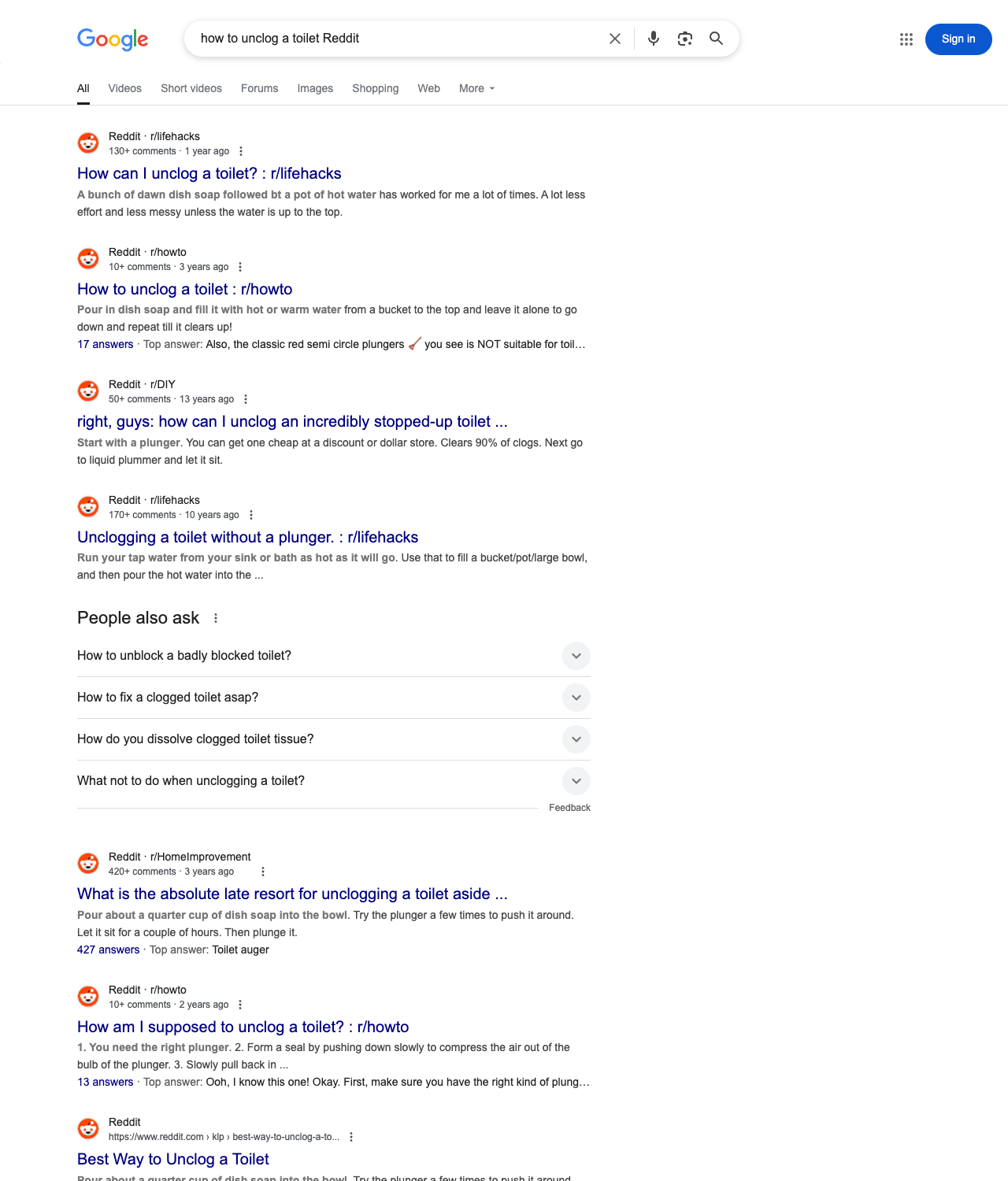 One of the best ways to do keyword research while optimizing SEO for plumbers is to go to Reddit and type in questions that people interested in plumbing services is looking for.