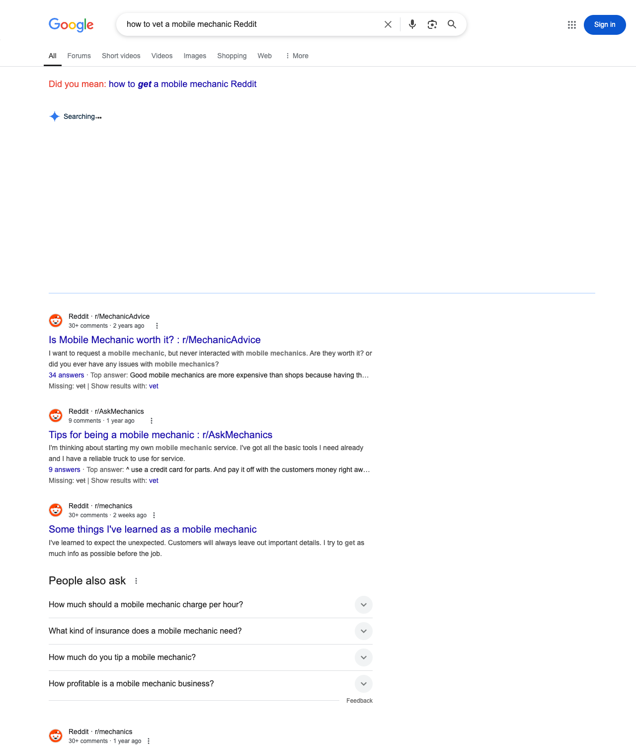 One of the best ways to do keyword research while optimizing SEO for mobile mechanics is to go to Reddit and type in questions that people interested in mobile mechanic services is looking for.