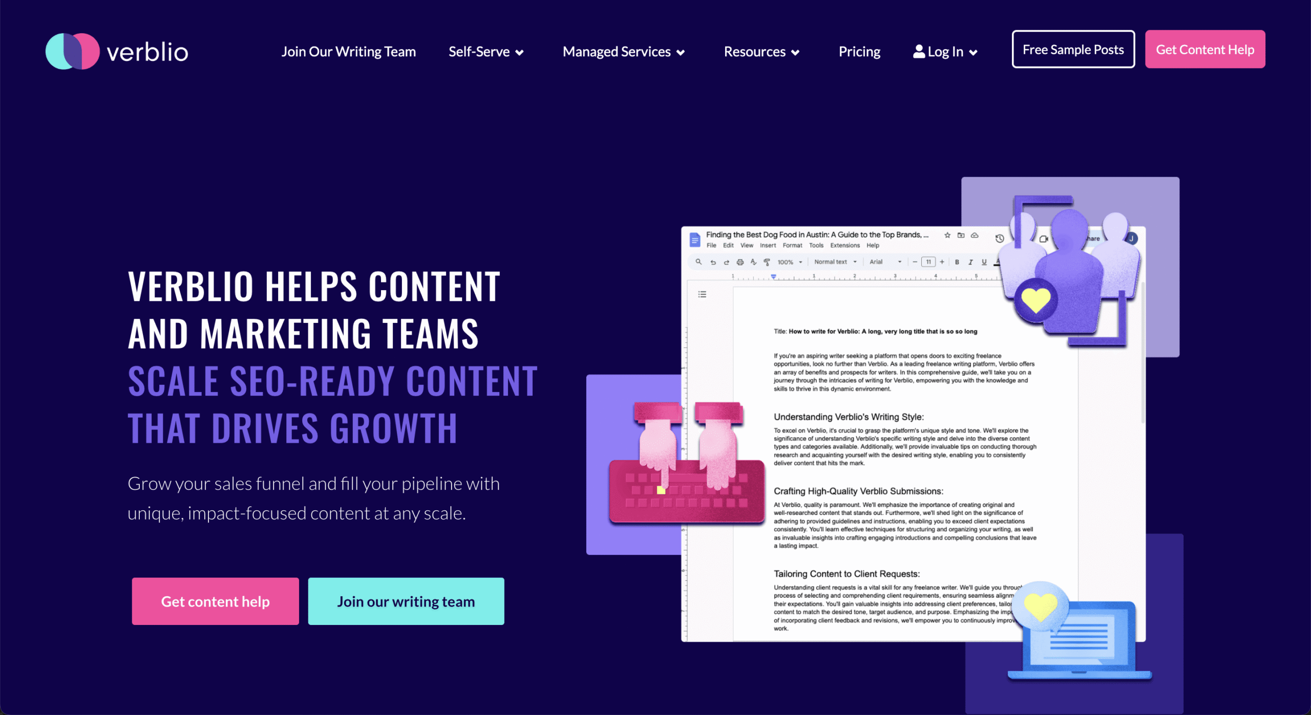 Verblio (Subscription-based blog writing service with SEO-focused content)