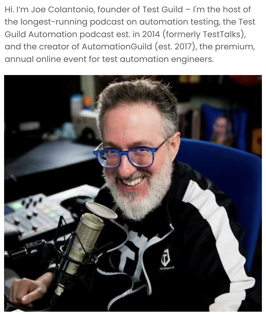 Joe Colantonio is a niche influencer in the B2B SaaS space for automation testing