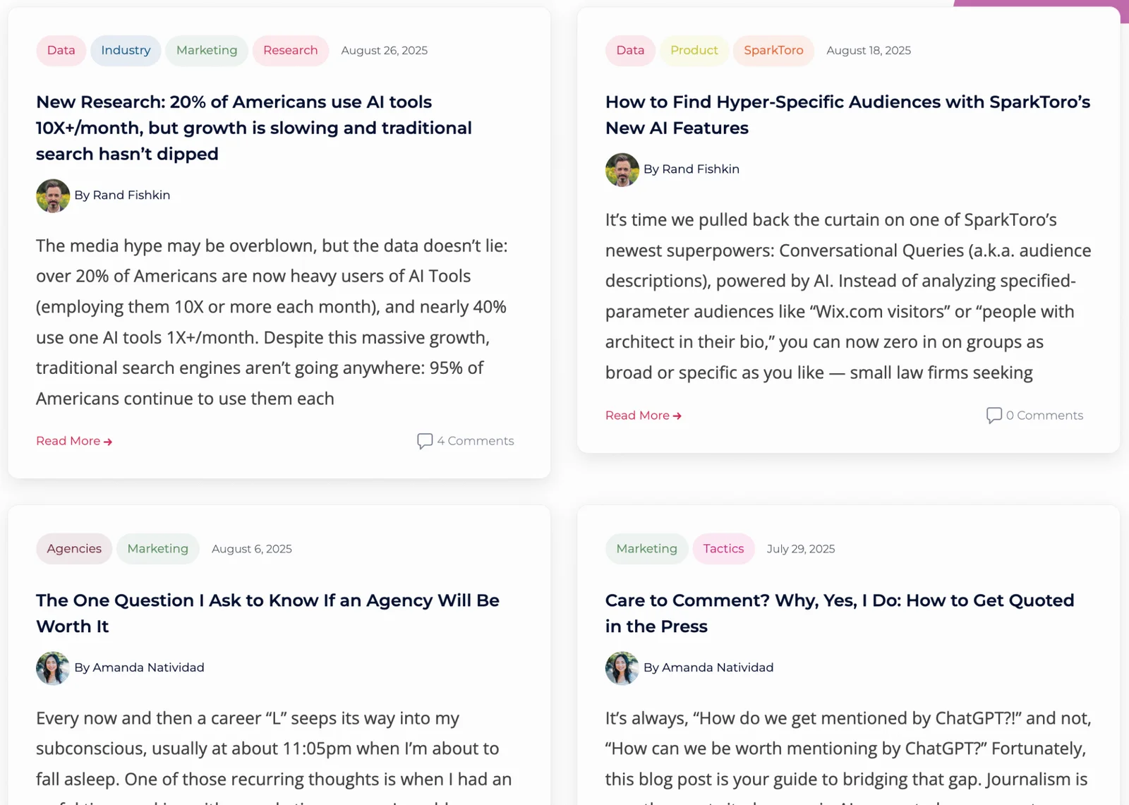 SparkToro is a brand that does B2B content marketing very well