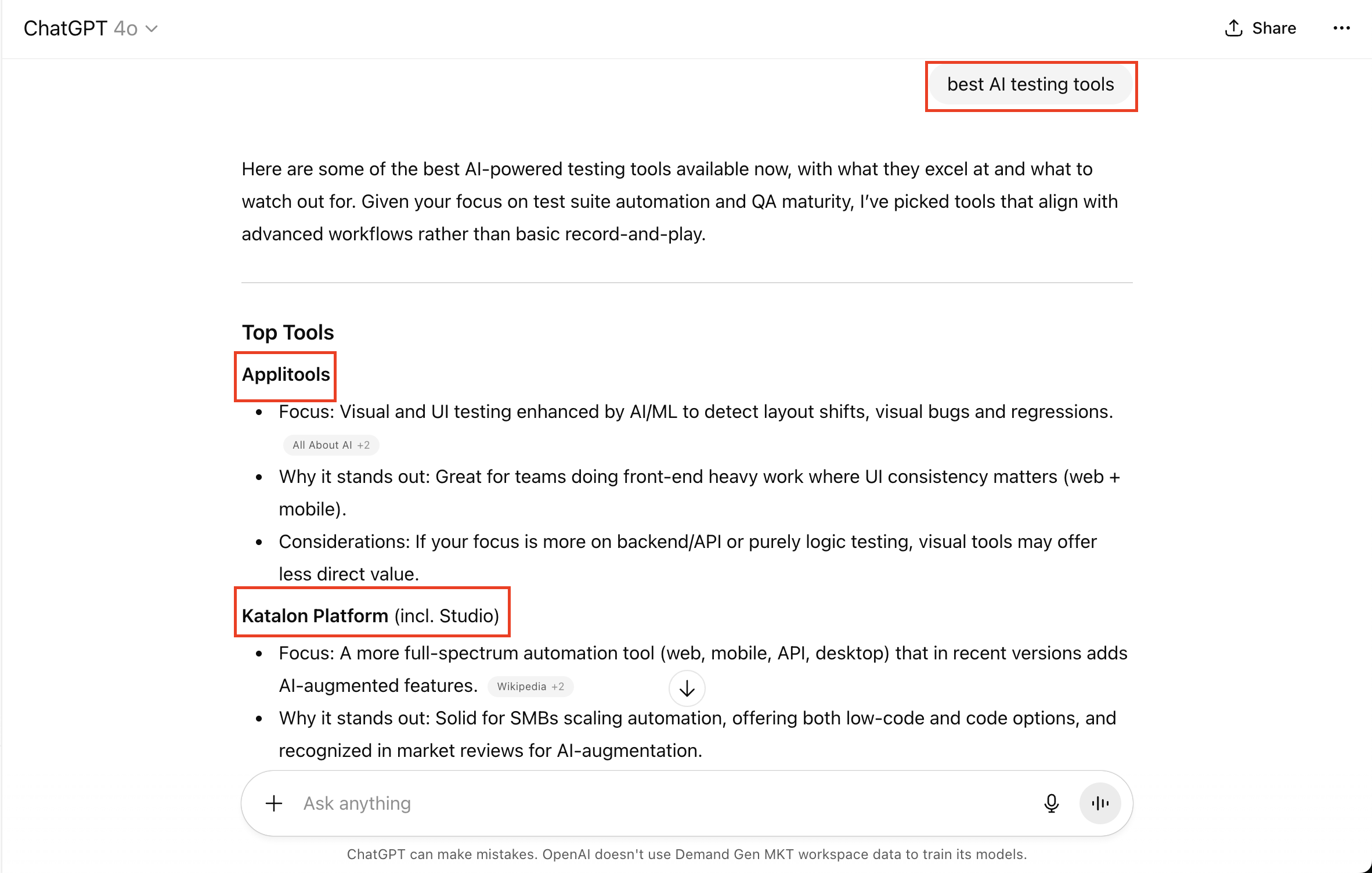 Examples of queries appearing in LLMs