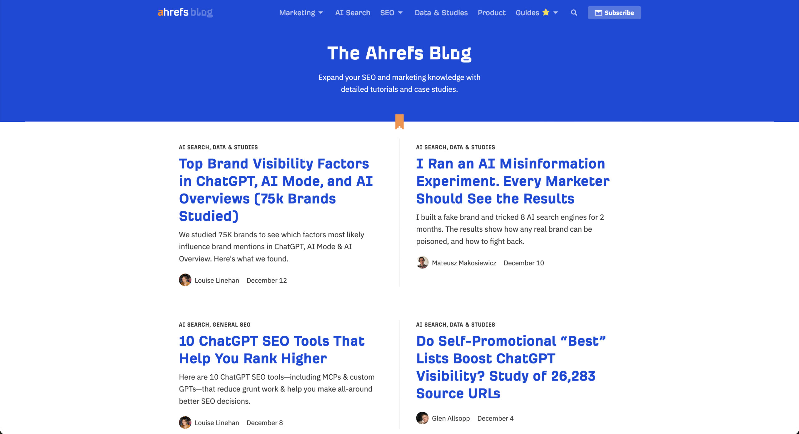 Ahrefs is a good example of B2B content marketing