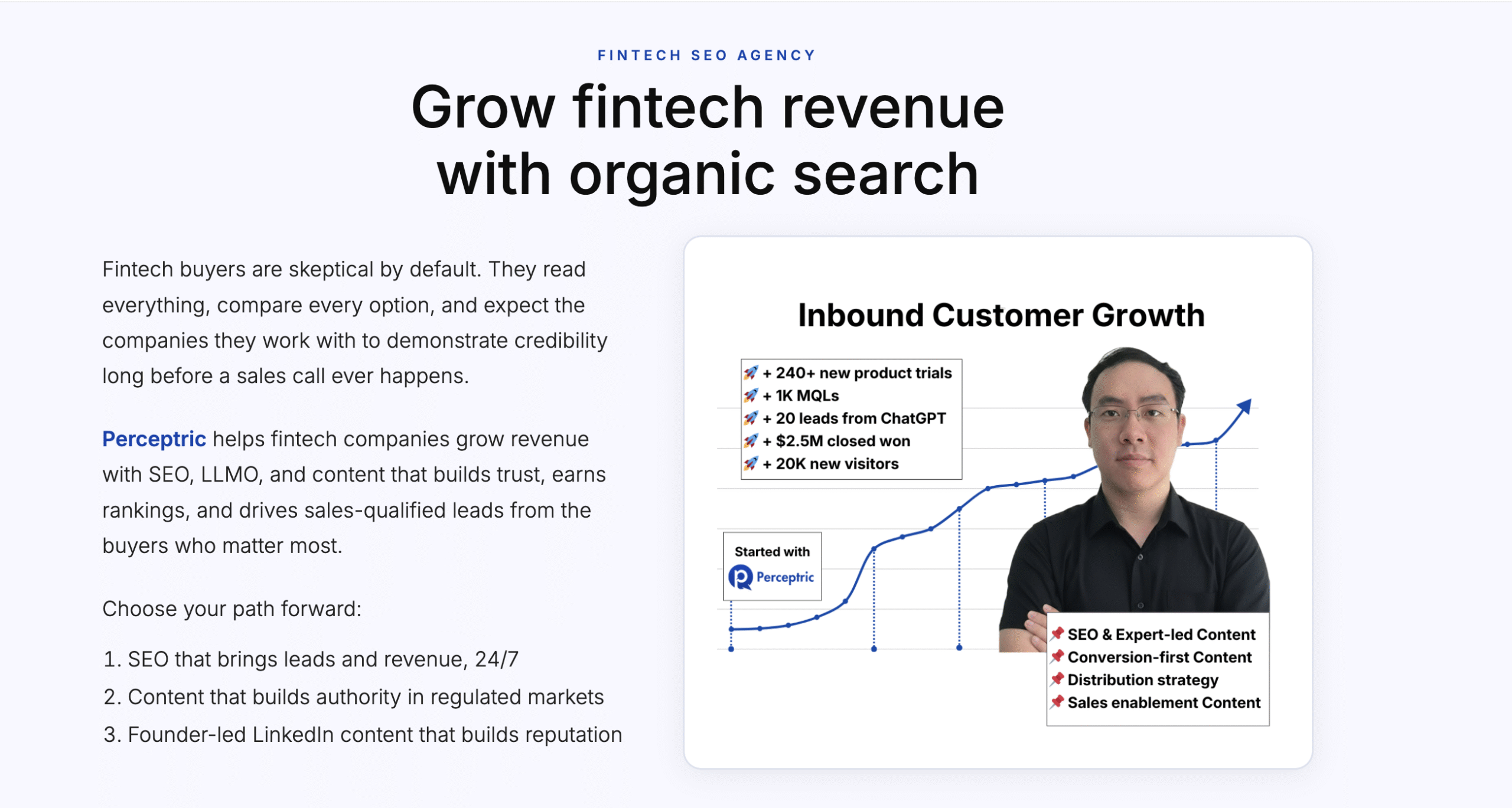 Perceptric is a good Fintech SEO agency with proven track records
