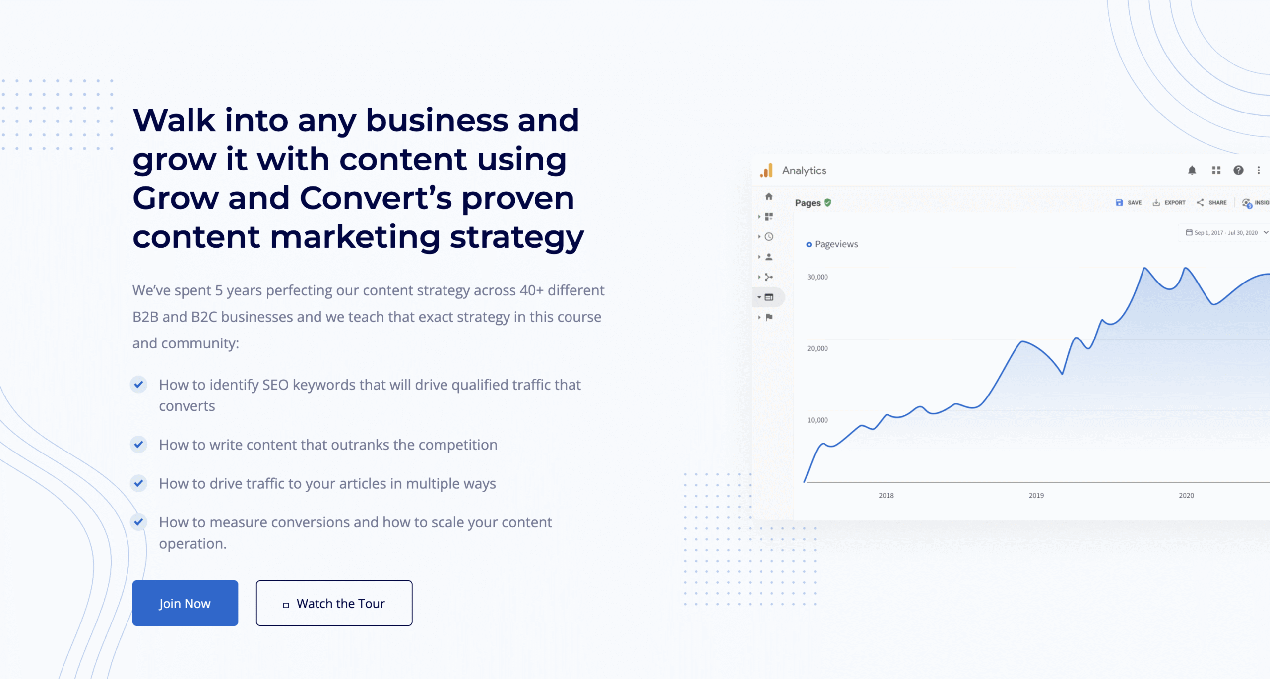 Grow and Convert's course showing their approach to B2B SaaS lead generation, SEO, GEO