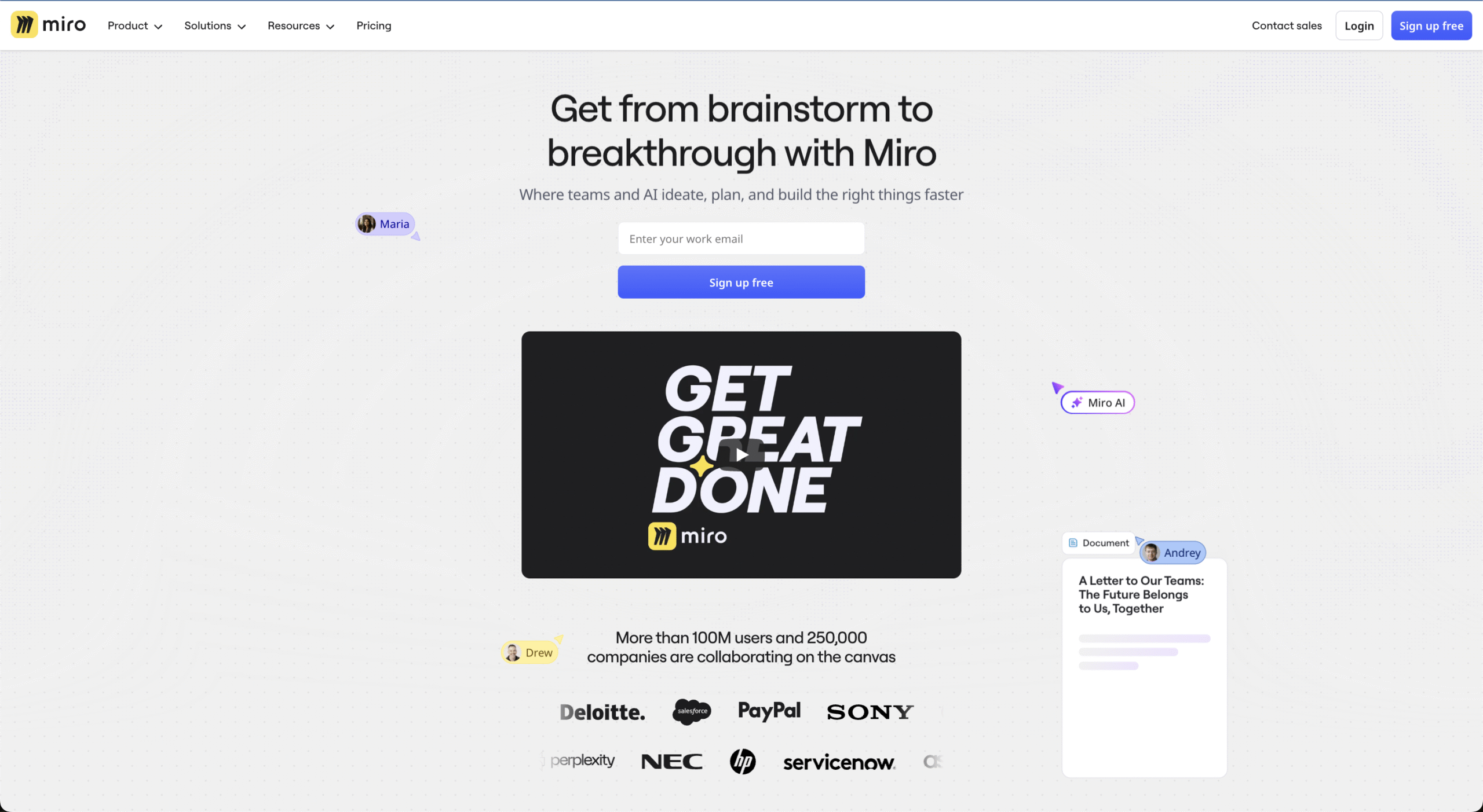 Miro B2B website examples