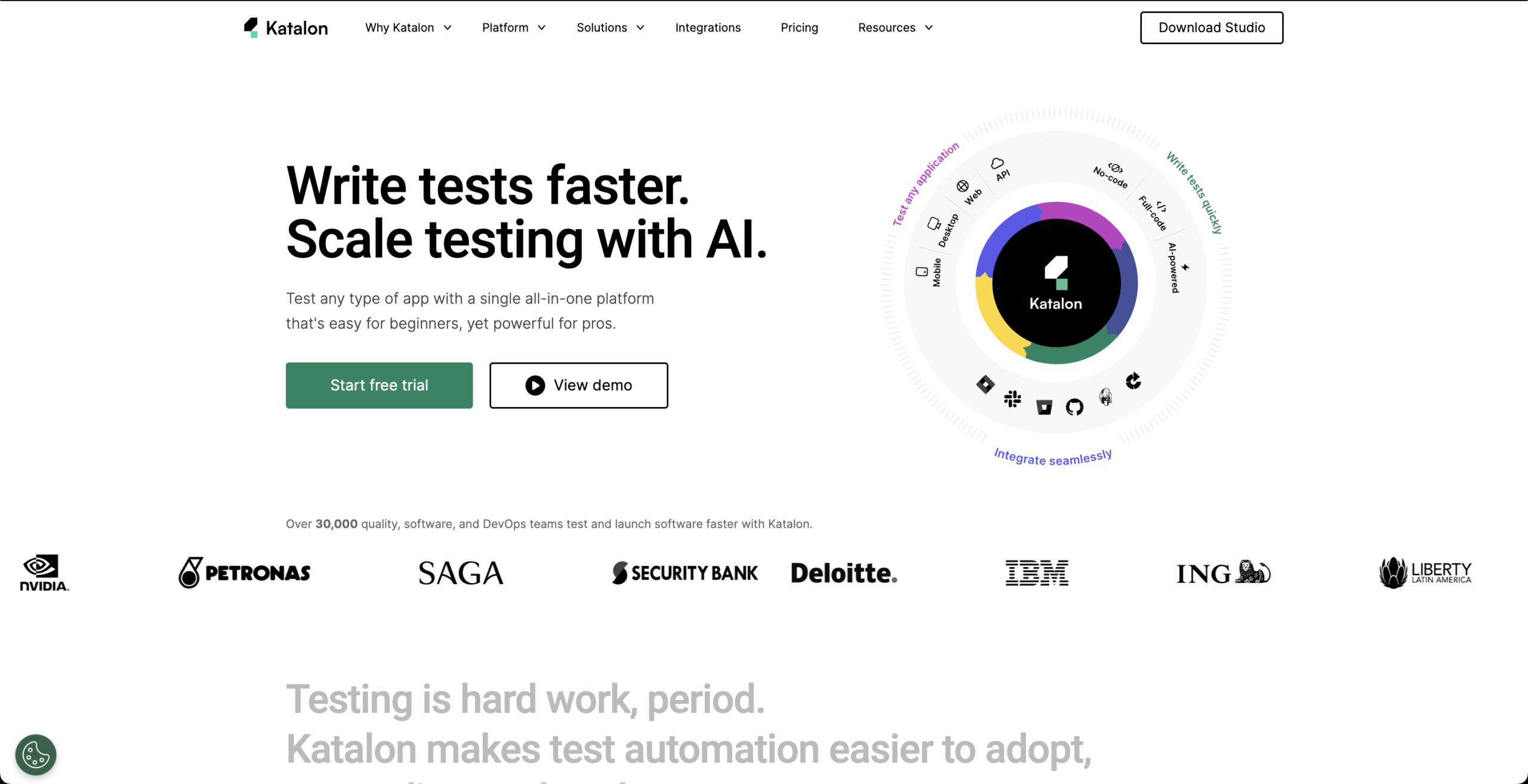Katalon homepage