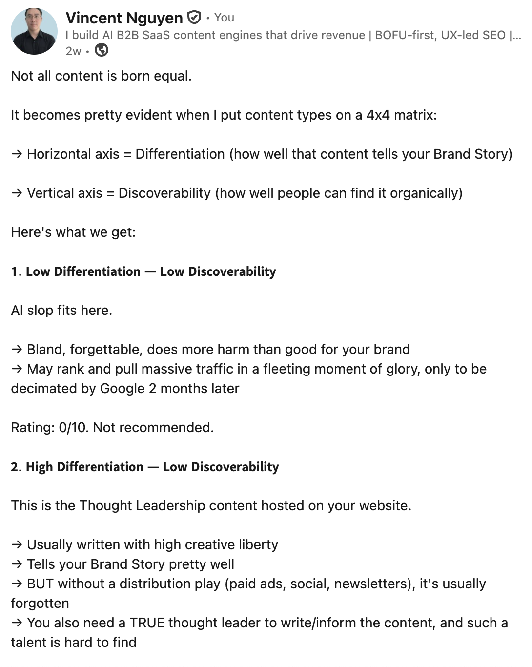 LinkedIn post example