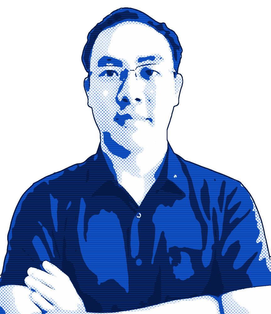 Illustrated portrait of Vincent Nguyen, founder of Perceptric