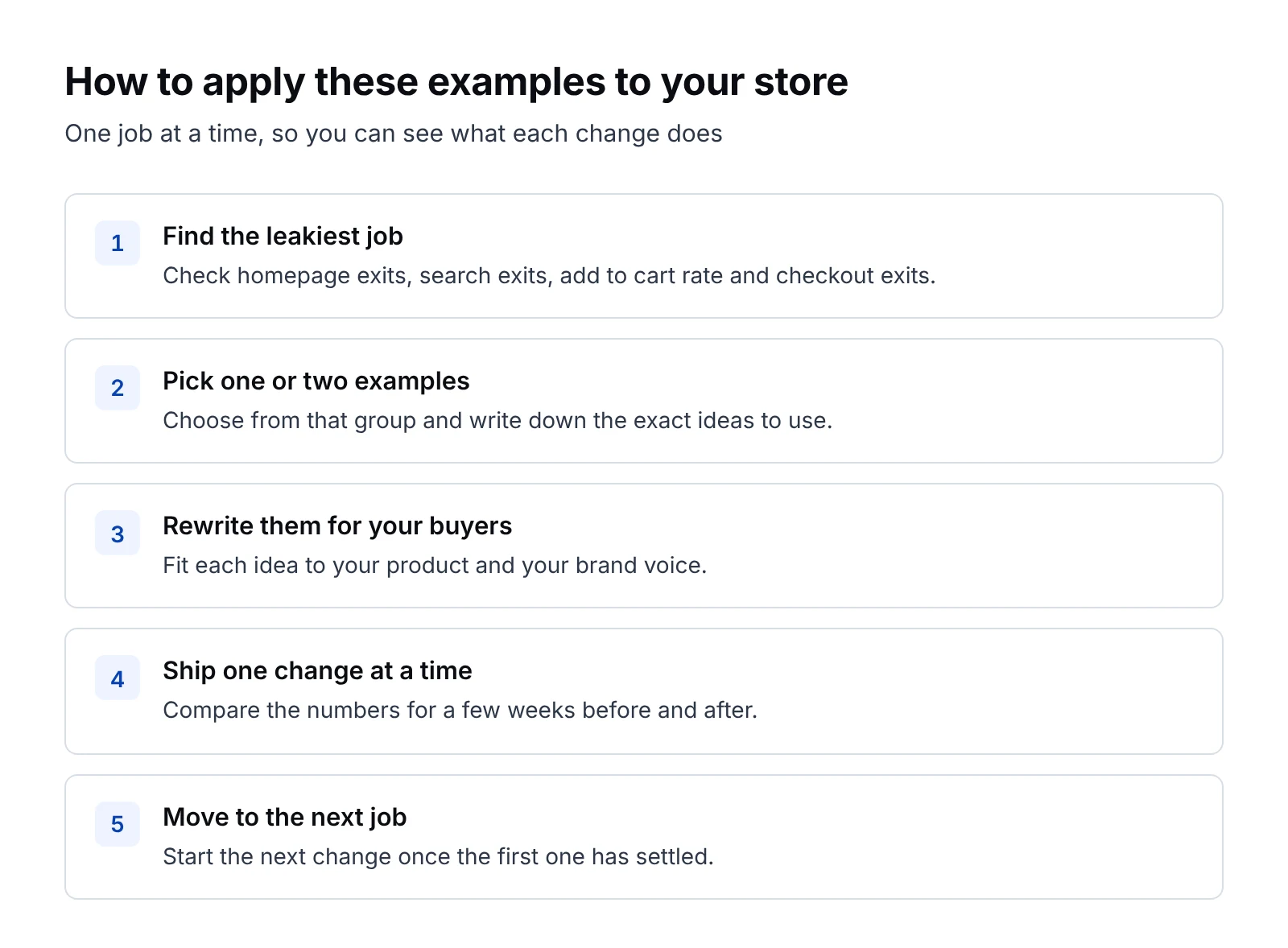 Five steps to apply ecommerce website examples to your own store