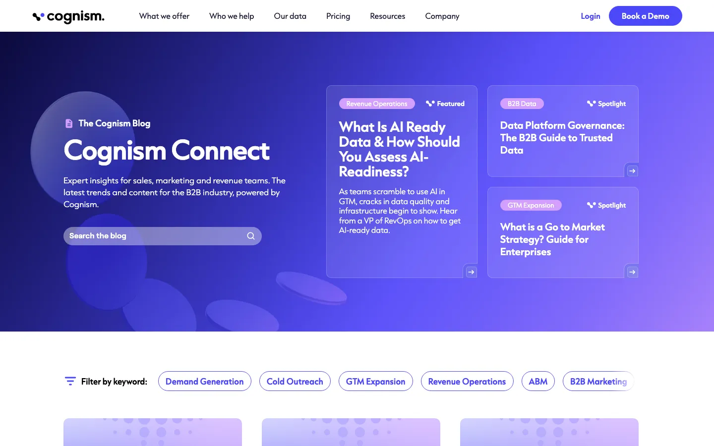Cognism Blog: screenshot of cognism.com/blog