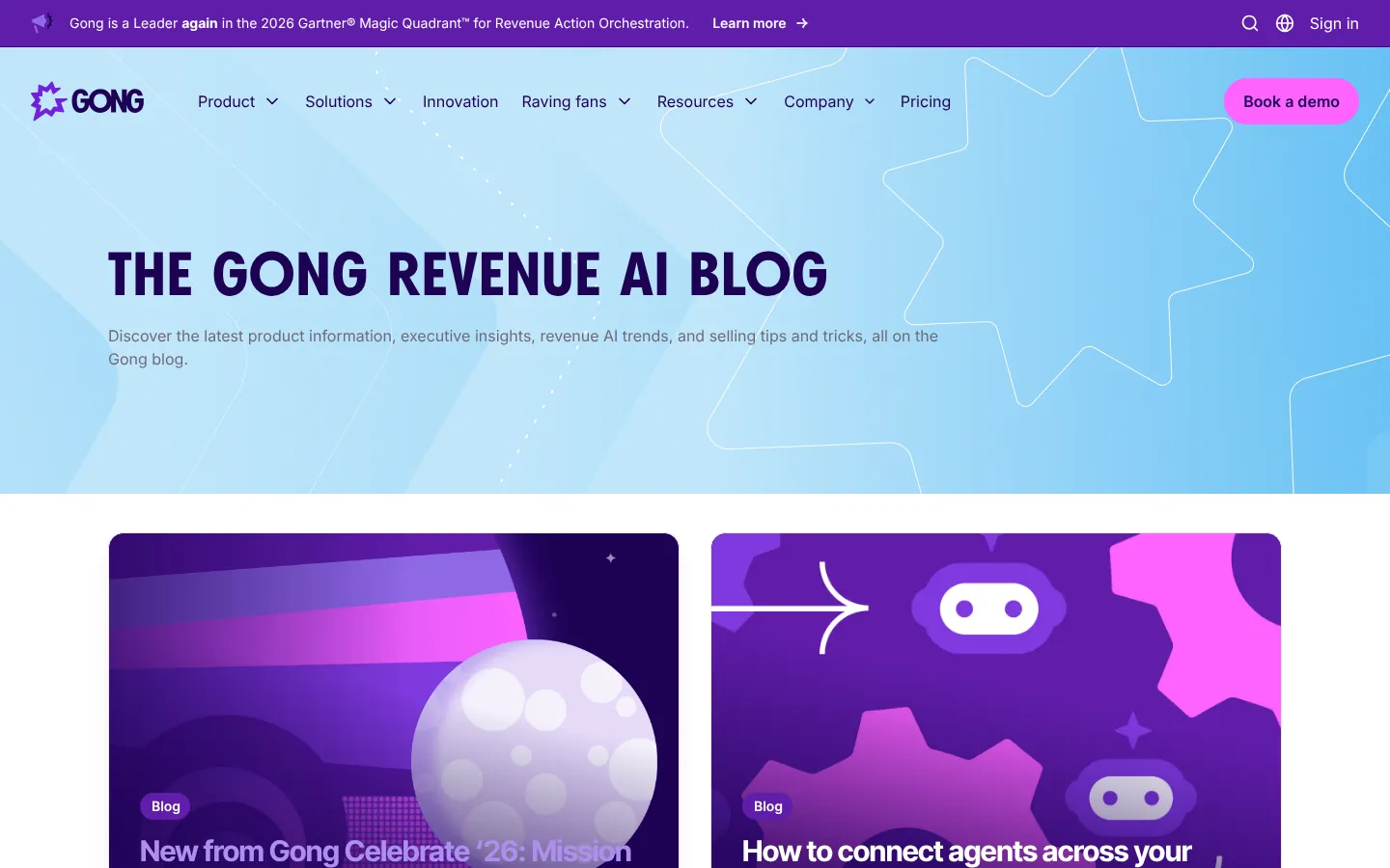 Gong Blog: screenshot of gong.io/blog