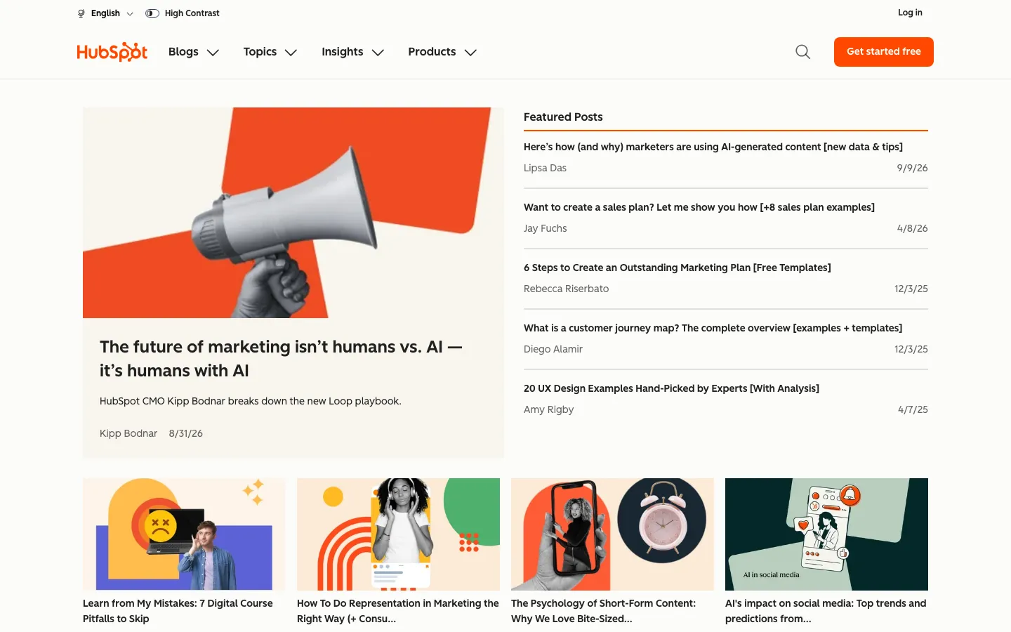 HubSpot Blog: screenshot of blog.hubspot.com